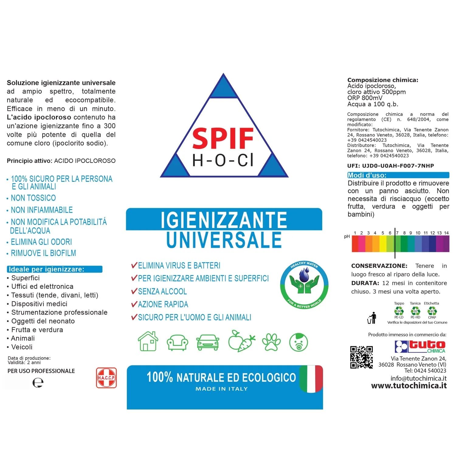 Tuto Chimica SPIF HOCl igienizzante 500ml 500ppm