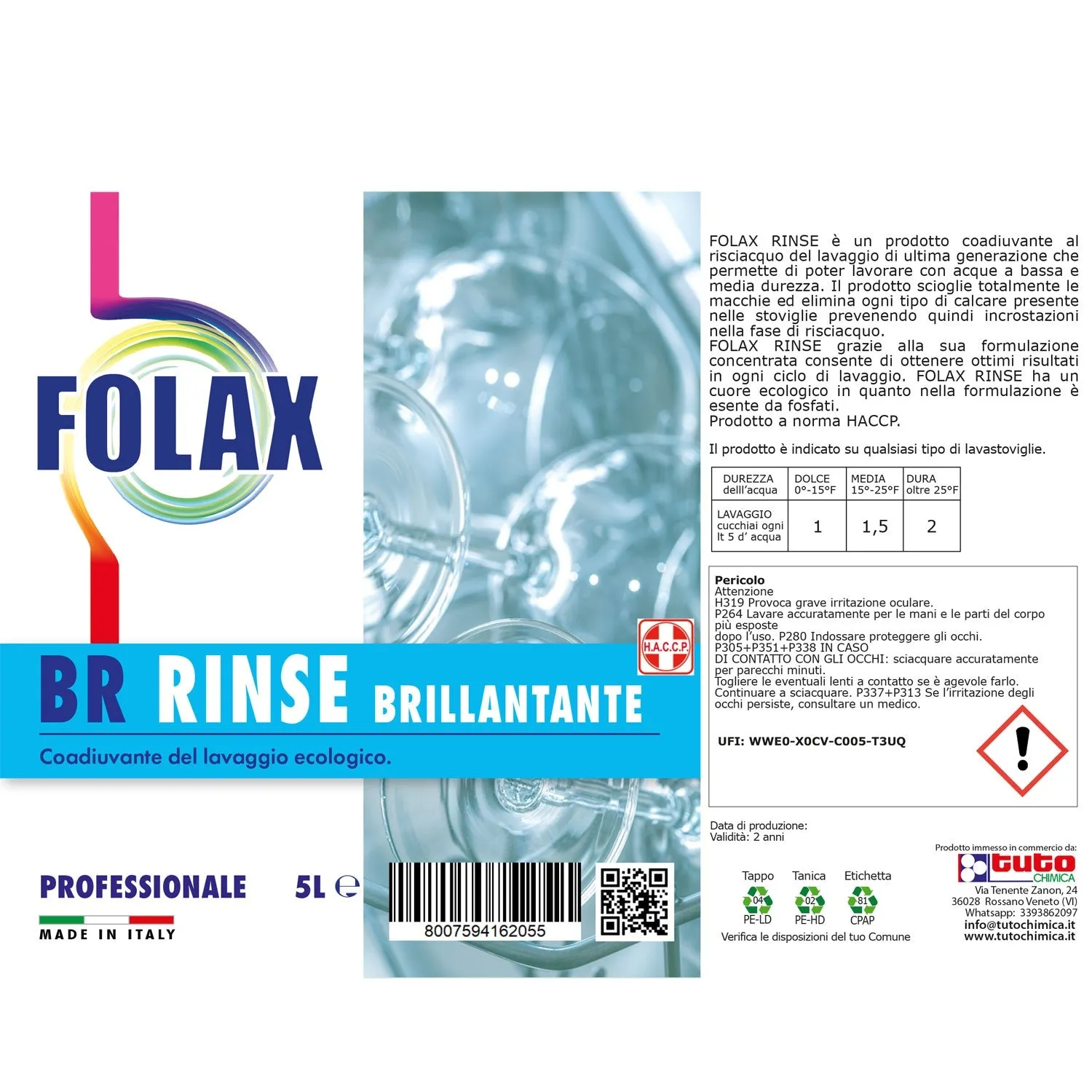 Tuto Chimica Folax Rinse brillantante lavastoviglie 5 L