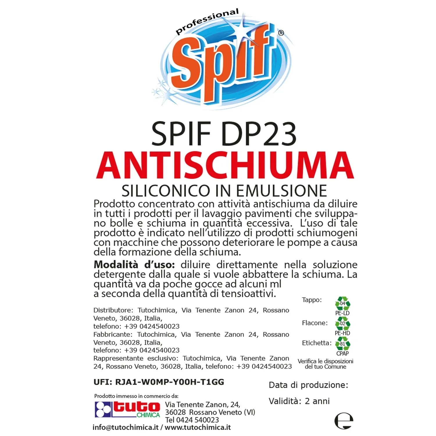 Spif DP23 antischiuma concentrato 500ml lavasciuga