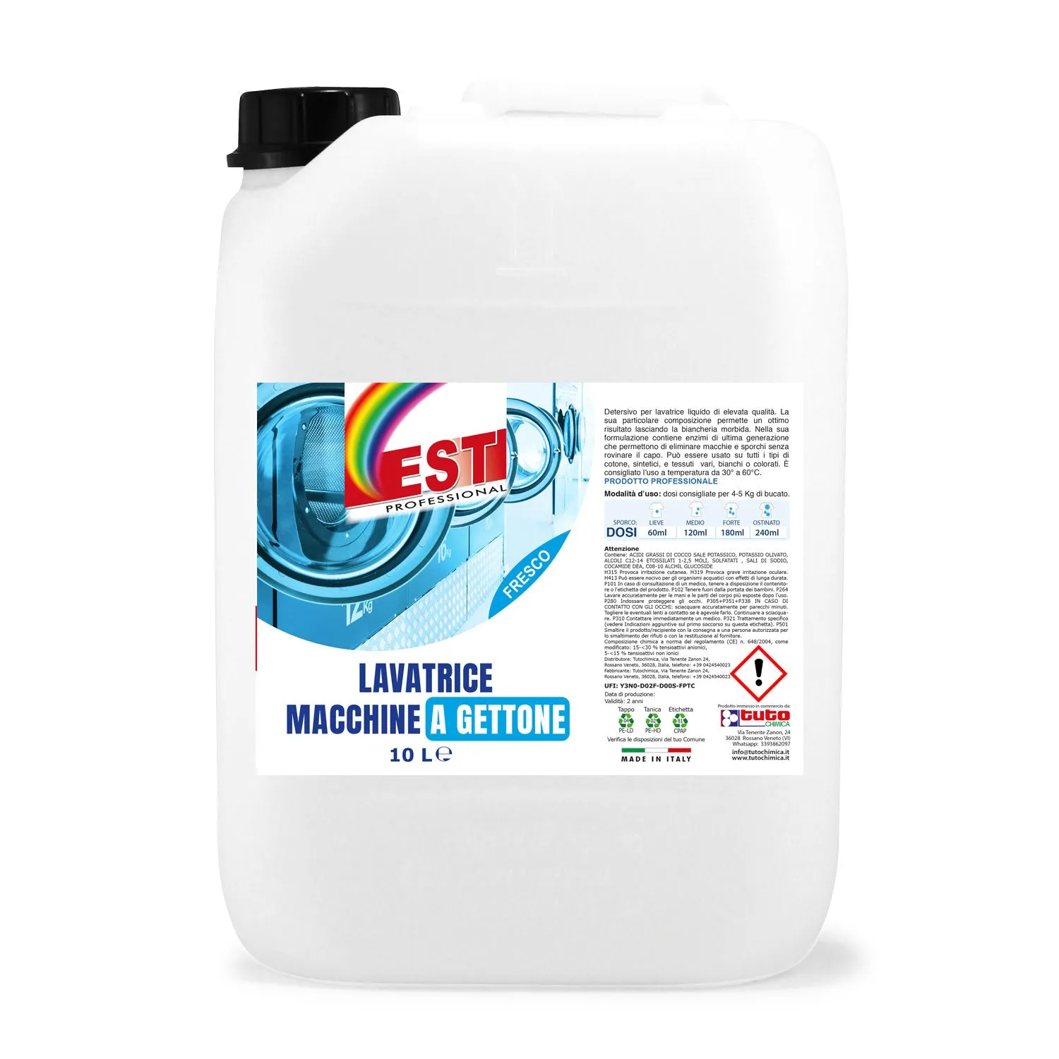 Tuto Chimica Est detersivo lavatrice gettone 5 L bassa schiuma