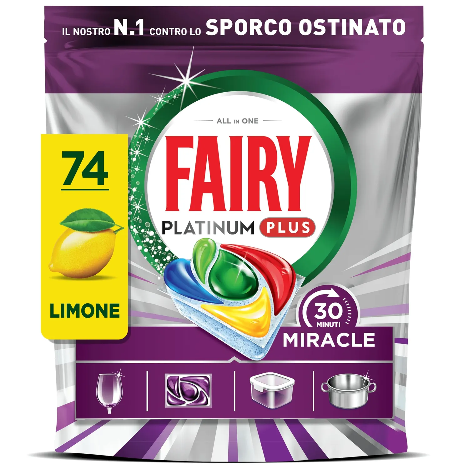 Fairy 30 Minuti Miracle pastiglie lavastoviglie 130 pz limone