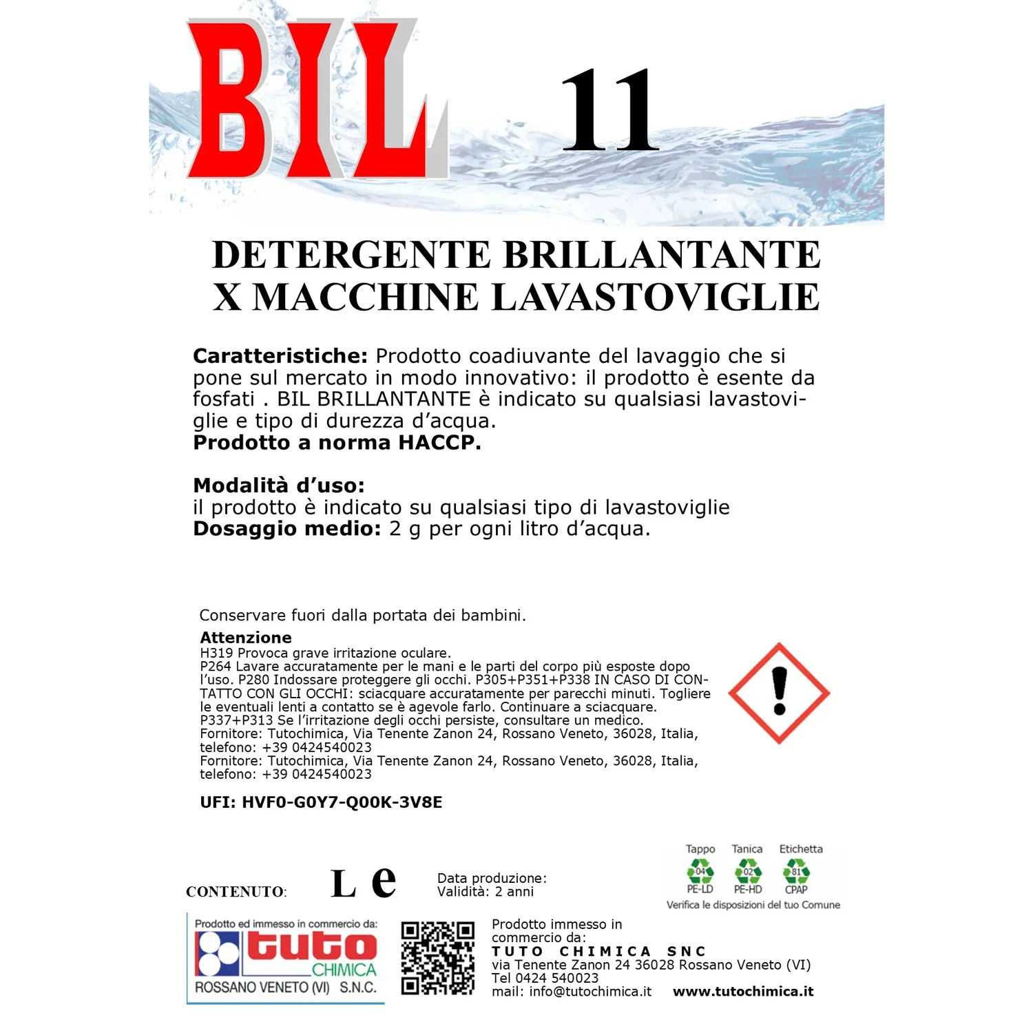 Tuto Chimica Bil 11 brillantante lavastoviglie 5 kg antialone