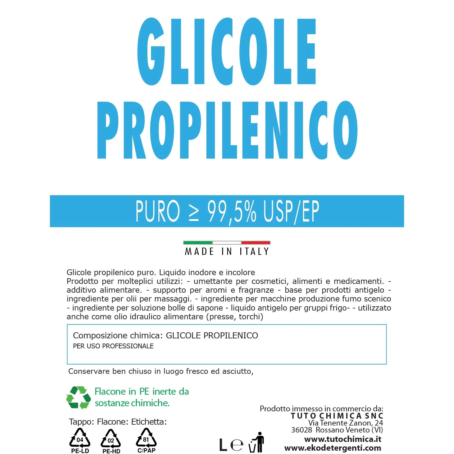 Tuto Chimica glicole propilenico puro 1 kg fai da te