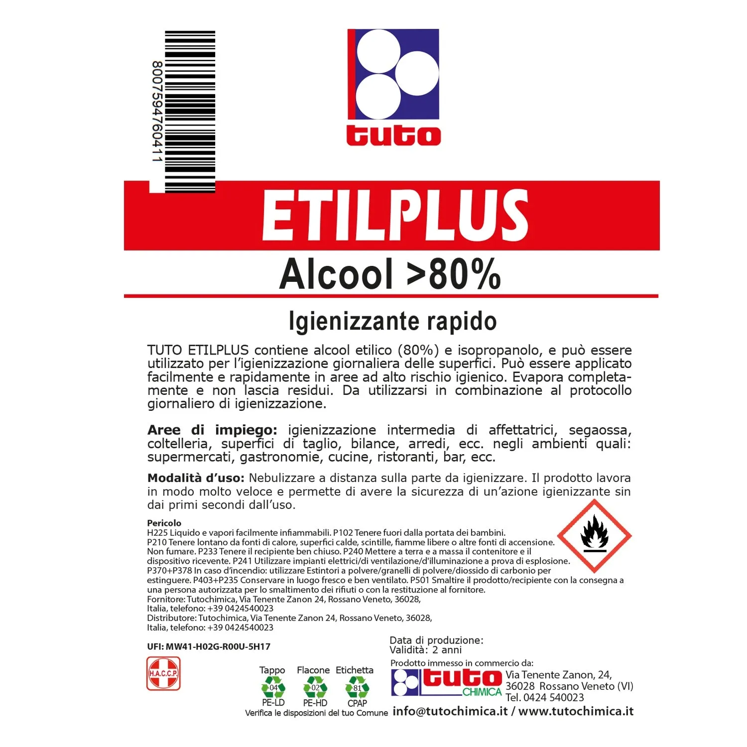 Tuto Chimica Etilplus igienizzante spray alcolico 500 ML