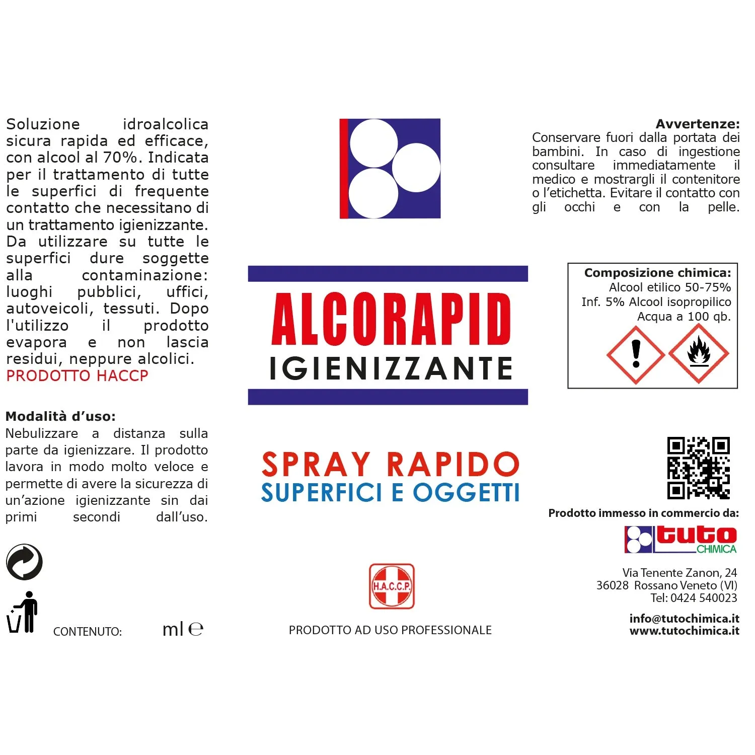 Tuto Chimica Alcorapid igienizzante rapido 120 ml alcolico