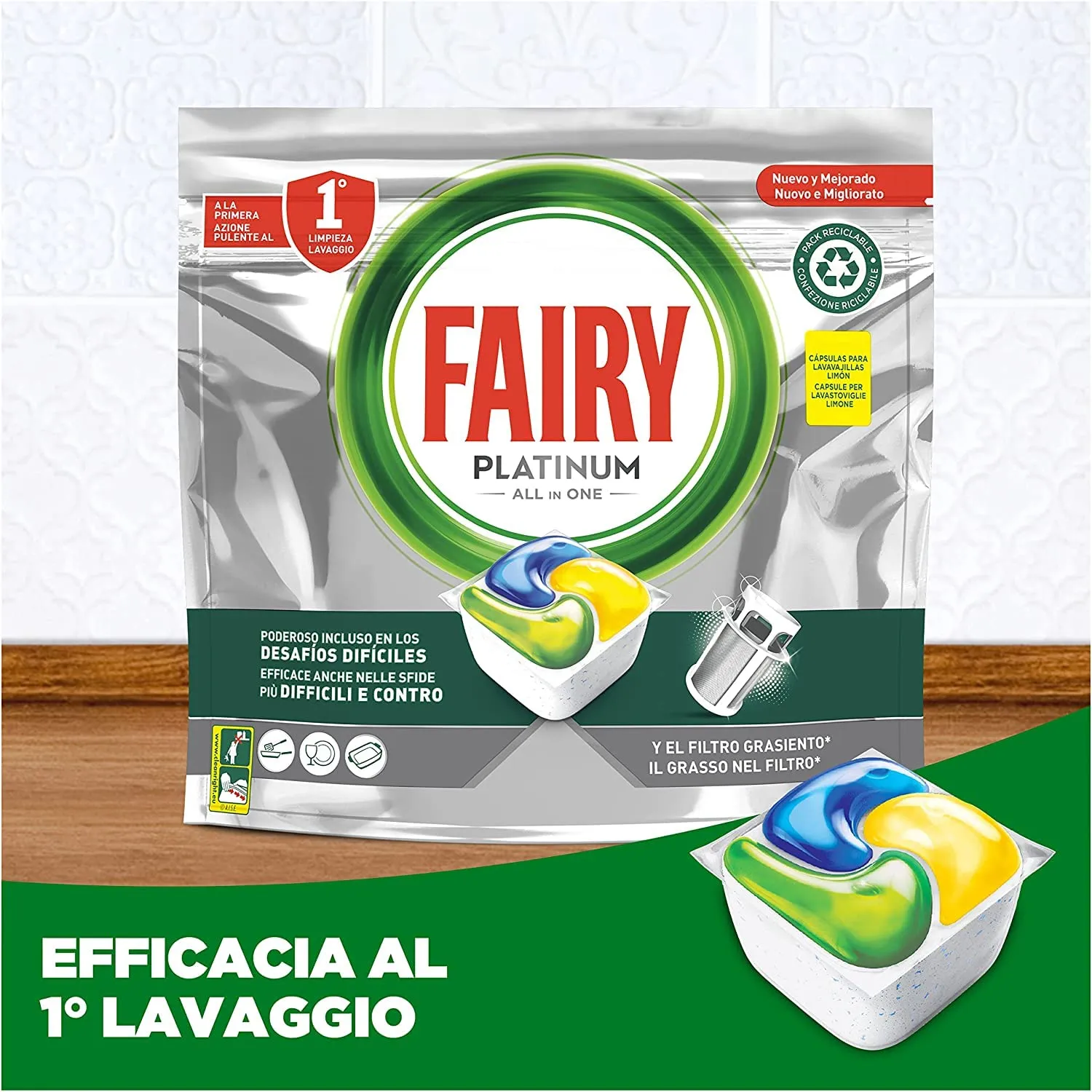 Fairy Platinum Pastiglie Lavastoviglie 146pz Limone Sgrassante