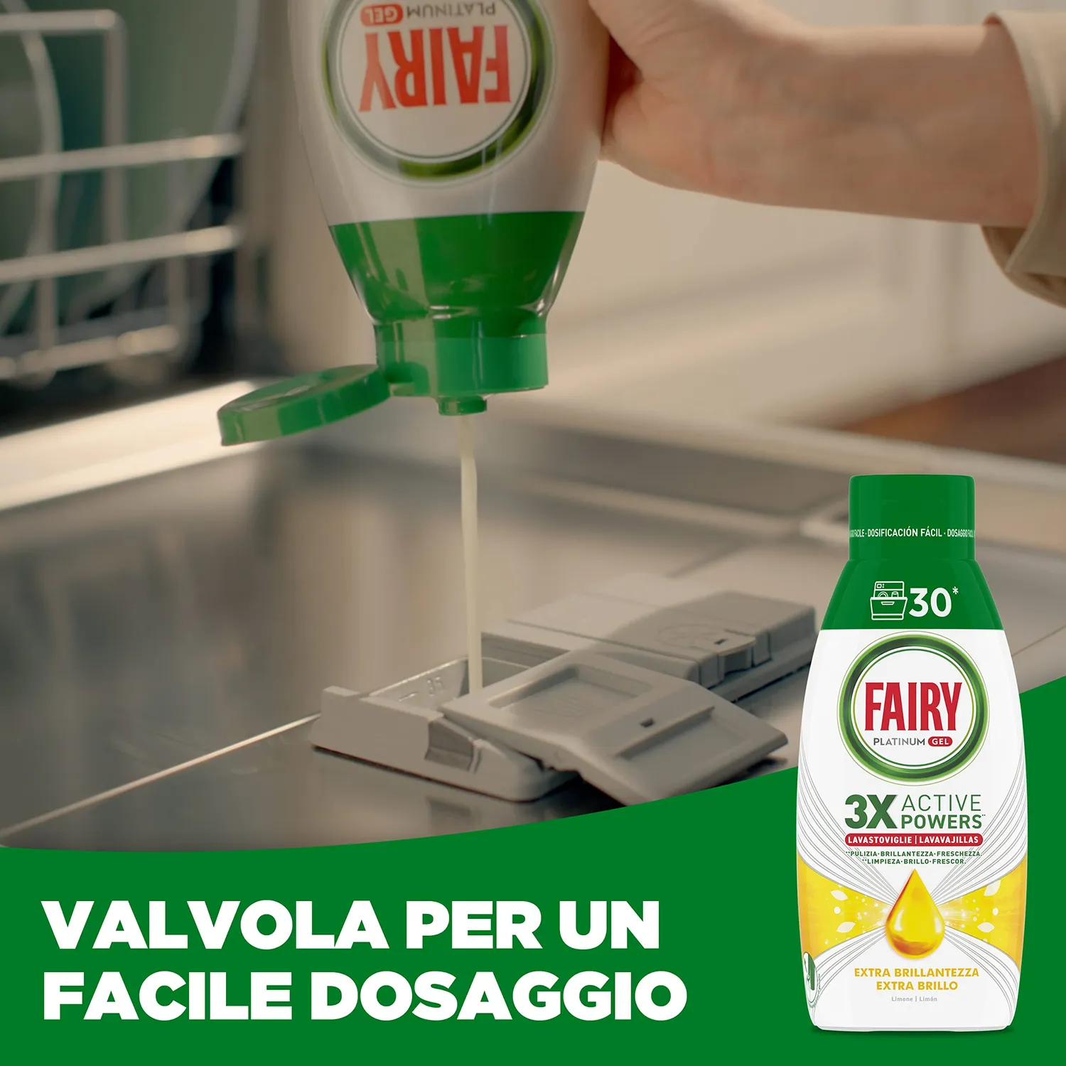 Fairy Platinum Gel Lavastoviglie 60 Lavaggi Limone Brillantezza
