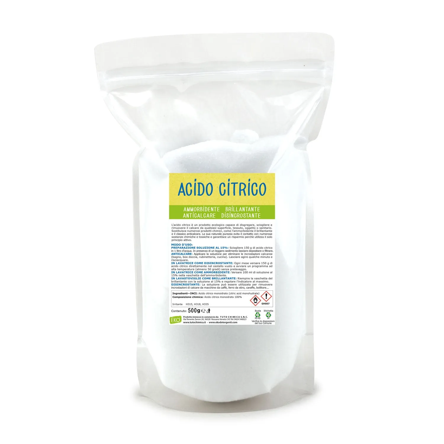 Tuto Chimica Acido Citrico Monoidrato anticalcare 500 g puro