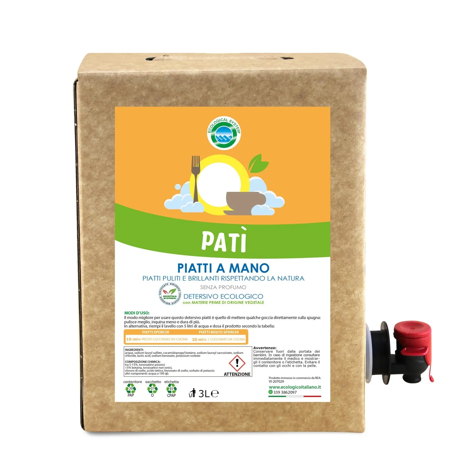 Tuto Chimica Patì detersivo piatti ecologico 500ml senza profumo