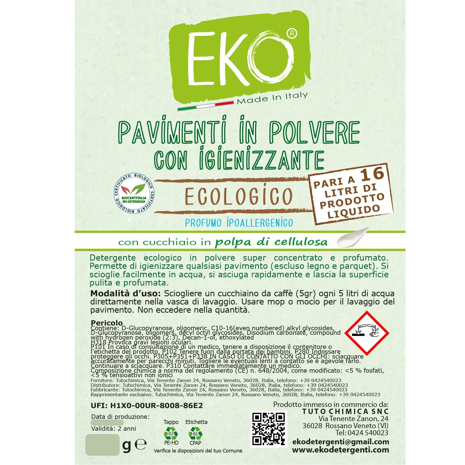 Tuto Chimica Eko Pavimenti polvere 200 g igienizzante