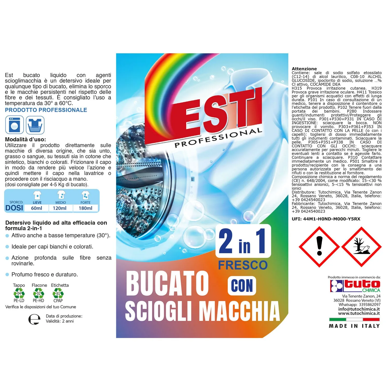 Tuto Chimica Est Sciogli Macchia detersivo lavatrice 1L smacchiante