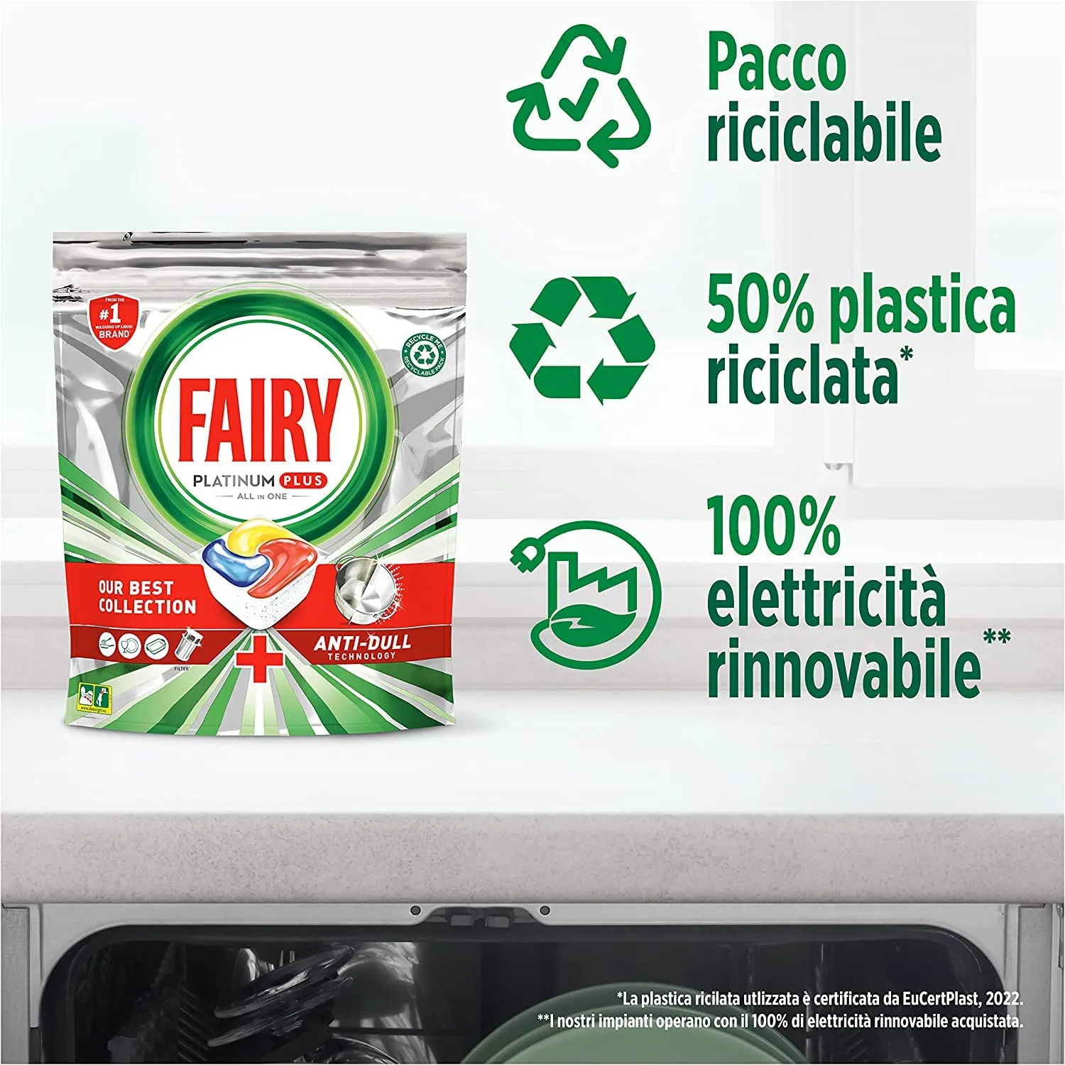 Fairy Platinum Plus capsule lavastoviglie 152 pezzi erbe fresche