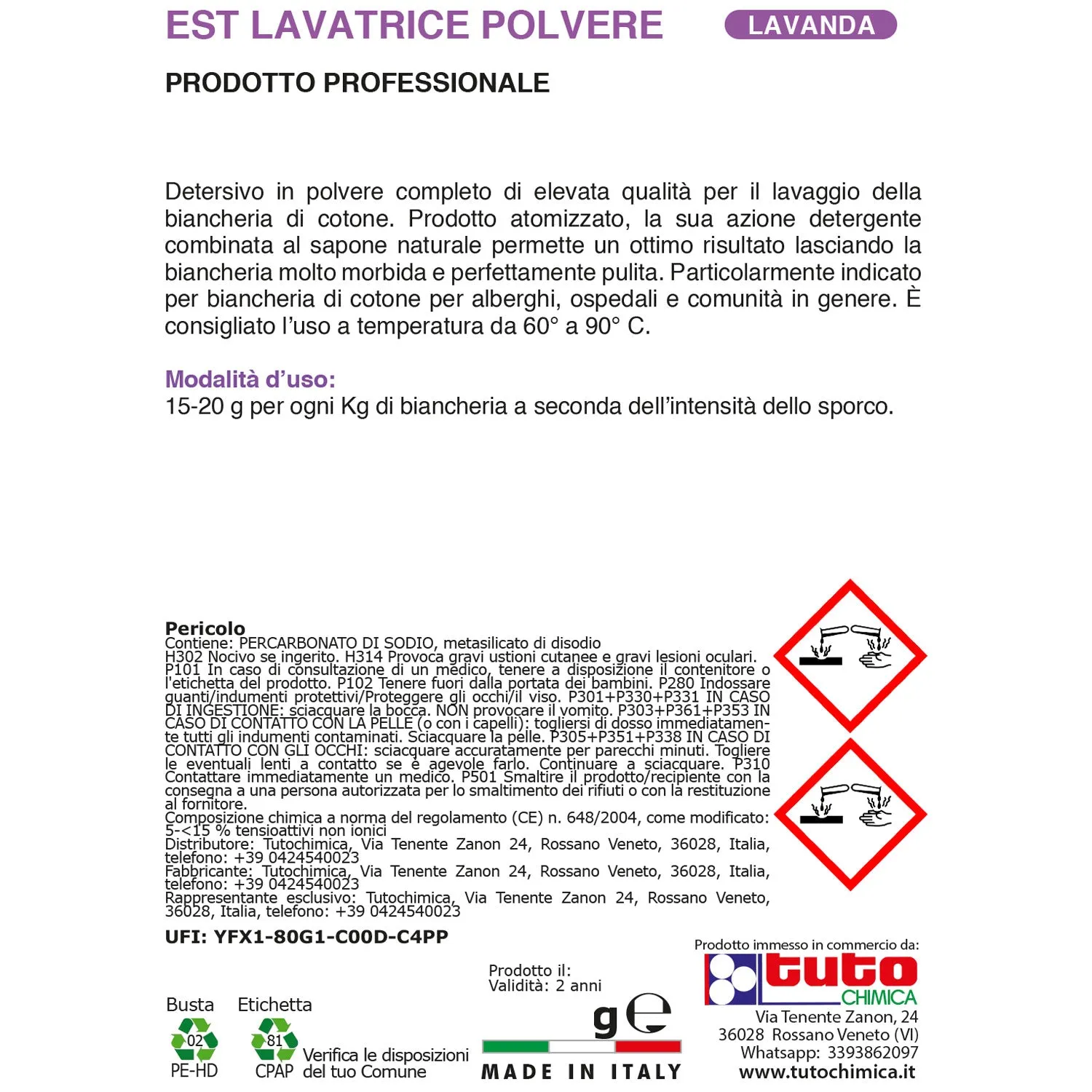 Tuto Chimica Est Lavanda Detersivo Polvere 1 kg