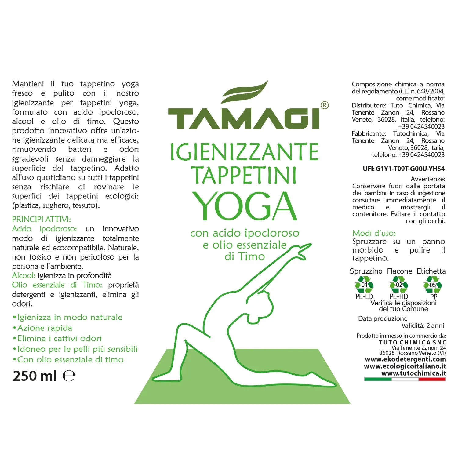 Tuto Chimica Igienizzante tappetini yoga spray 250 ml timo