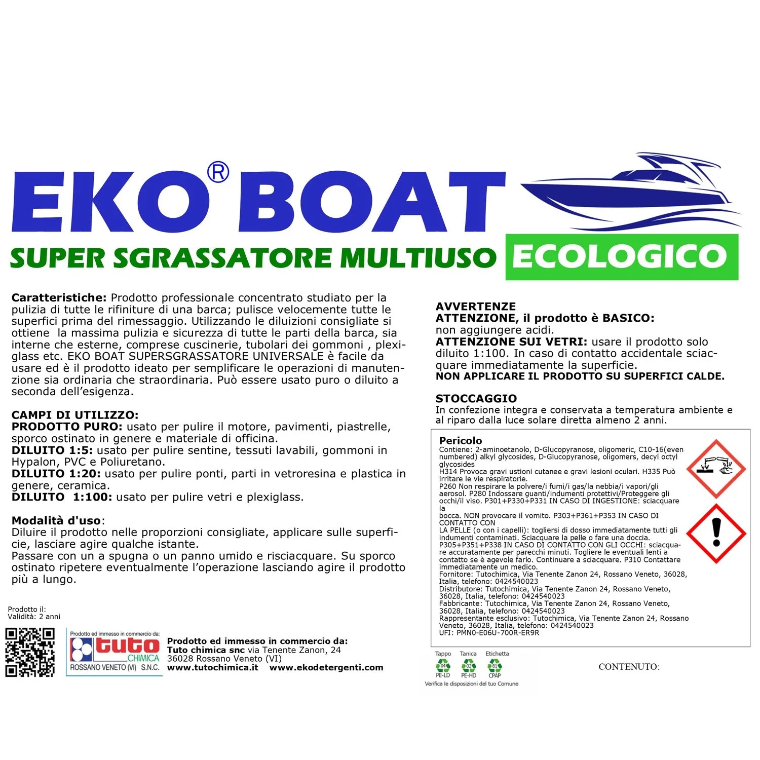Tuto Chimica Eko Boat sgrassatore barche 1,1 Kg marino