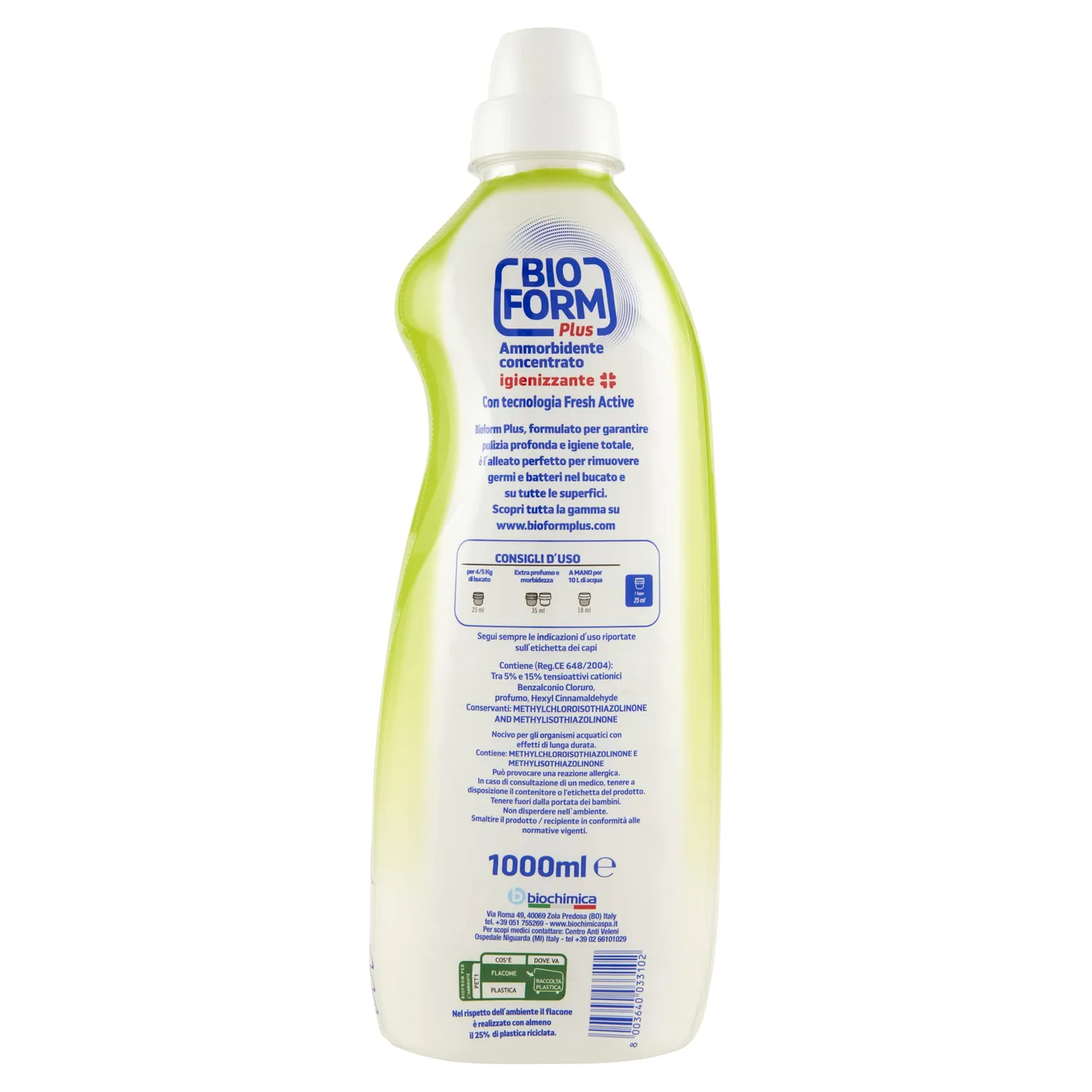 Bioform Plus Fresh Active ammorbidente concentrato 1L igienizzante