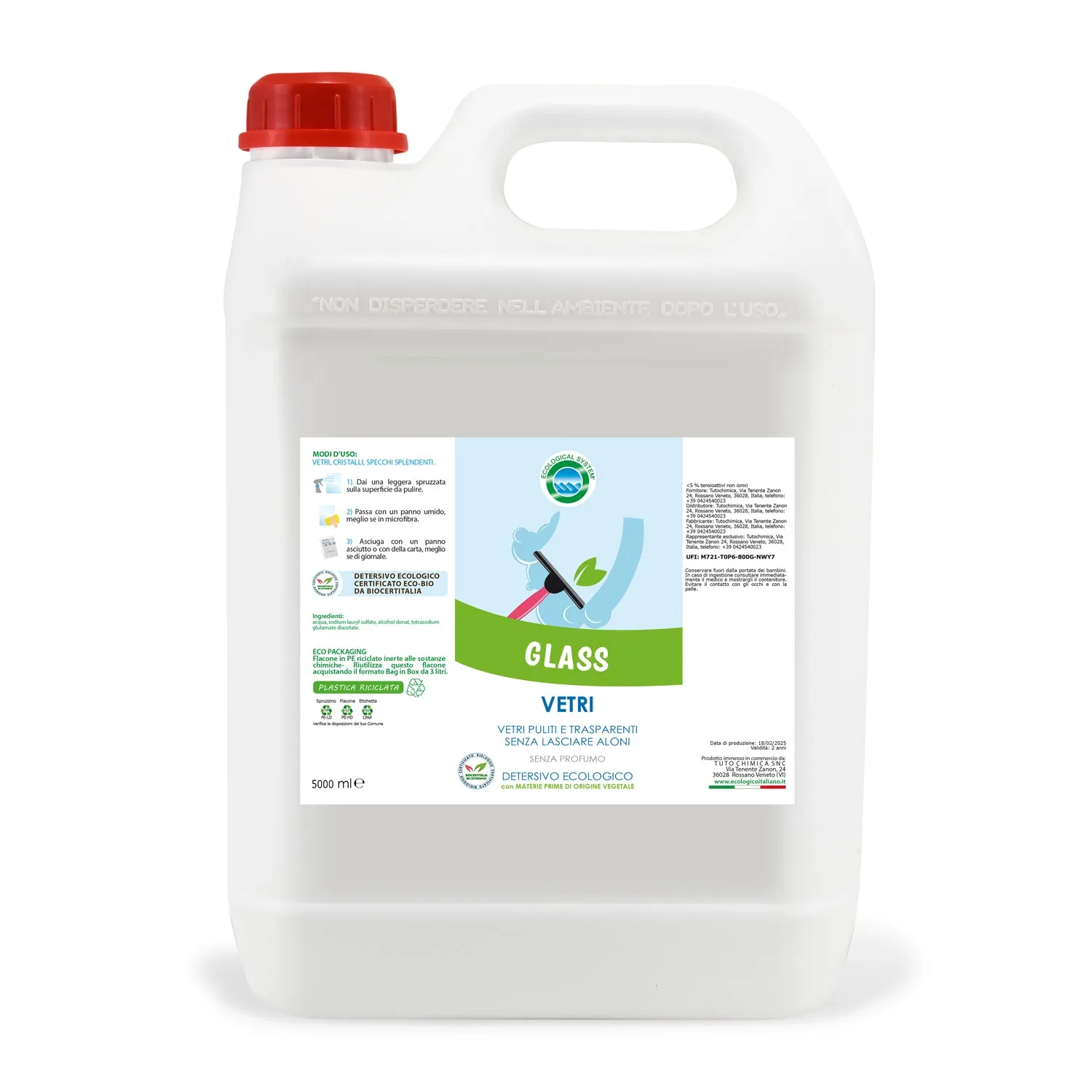 Tuto Chimica Ecological System Detergente Vetri 500 ml Senza Profumo