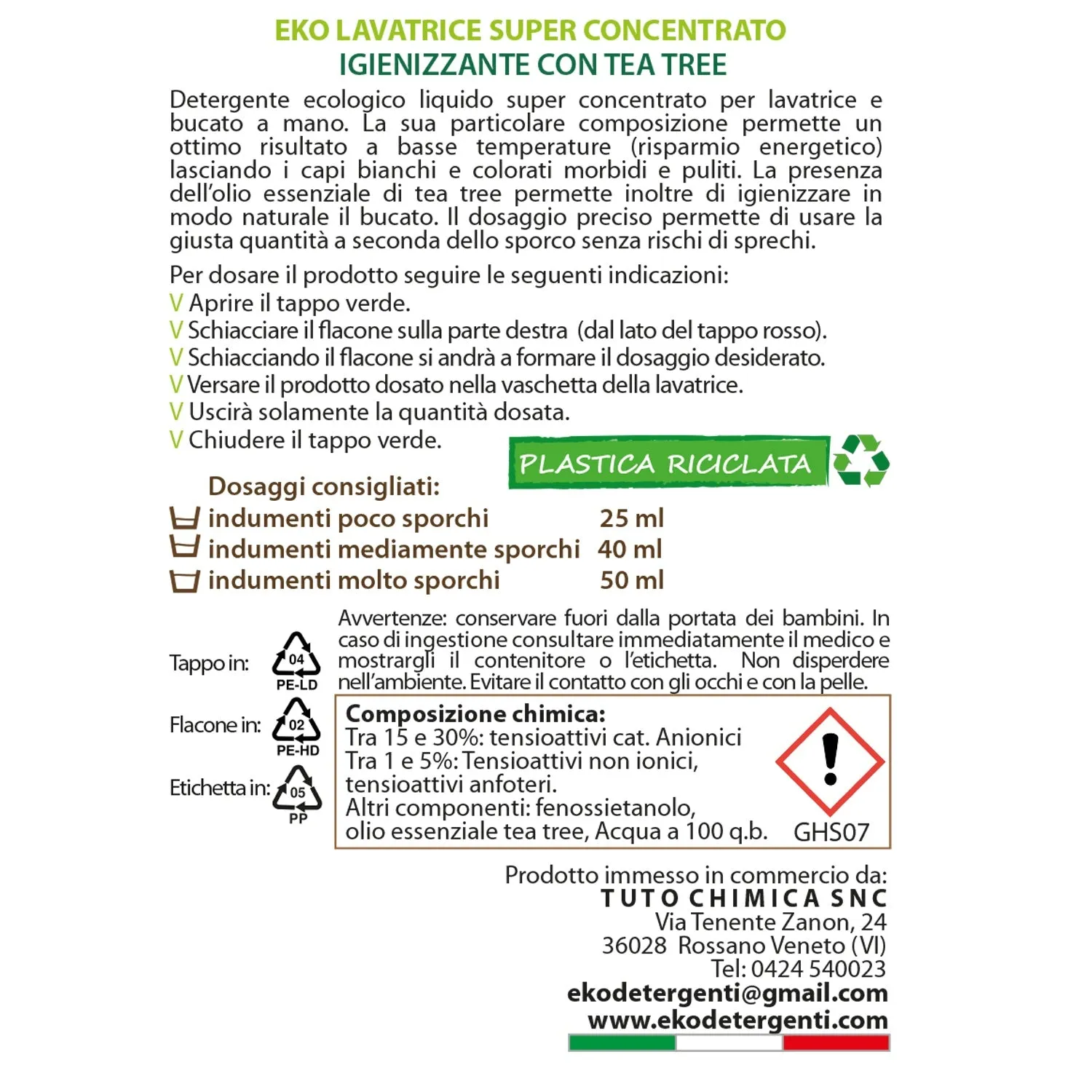 Tuto Chimica Eko Detersivo Lavatrice Tea Tree 600 ml igienizzante