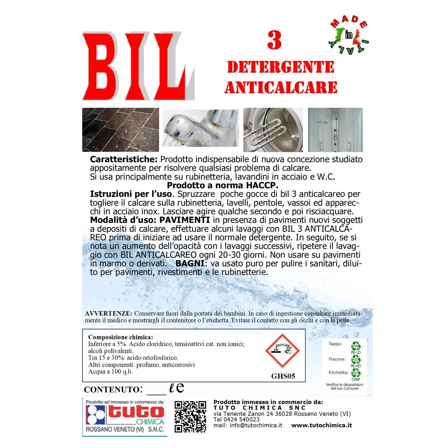 Tuto Chimica Bil 3 anticalcare 500 ml acciaio e bagno
