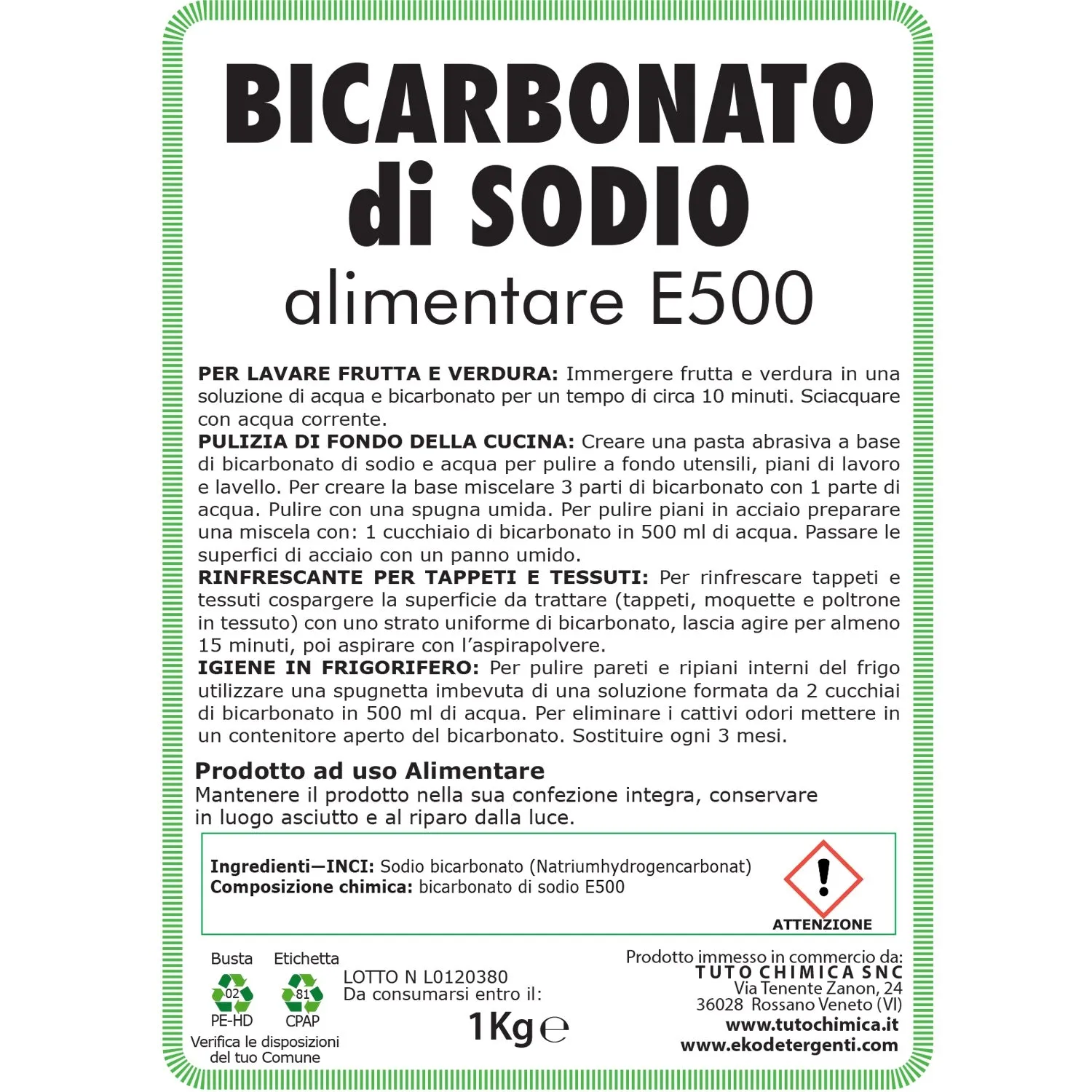 Tuto Chimica bicarbonato di sodio alimentare 1 kg E500
