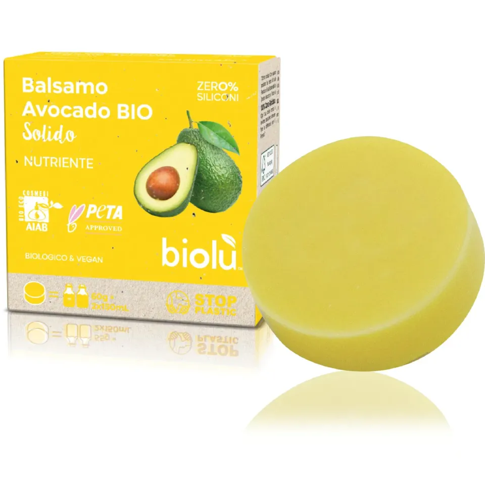 Biolù Balsamo Solido Avocado BIO capelli 60g nutriente