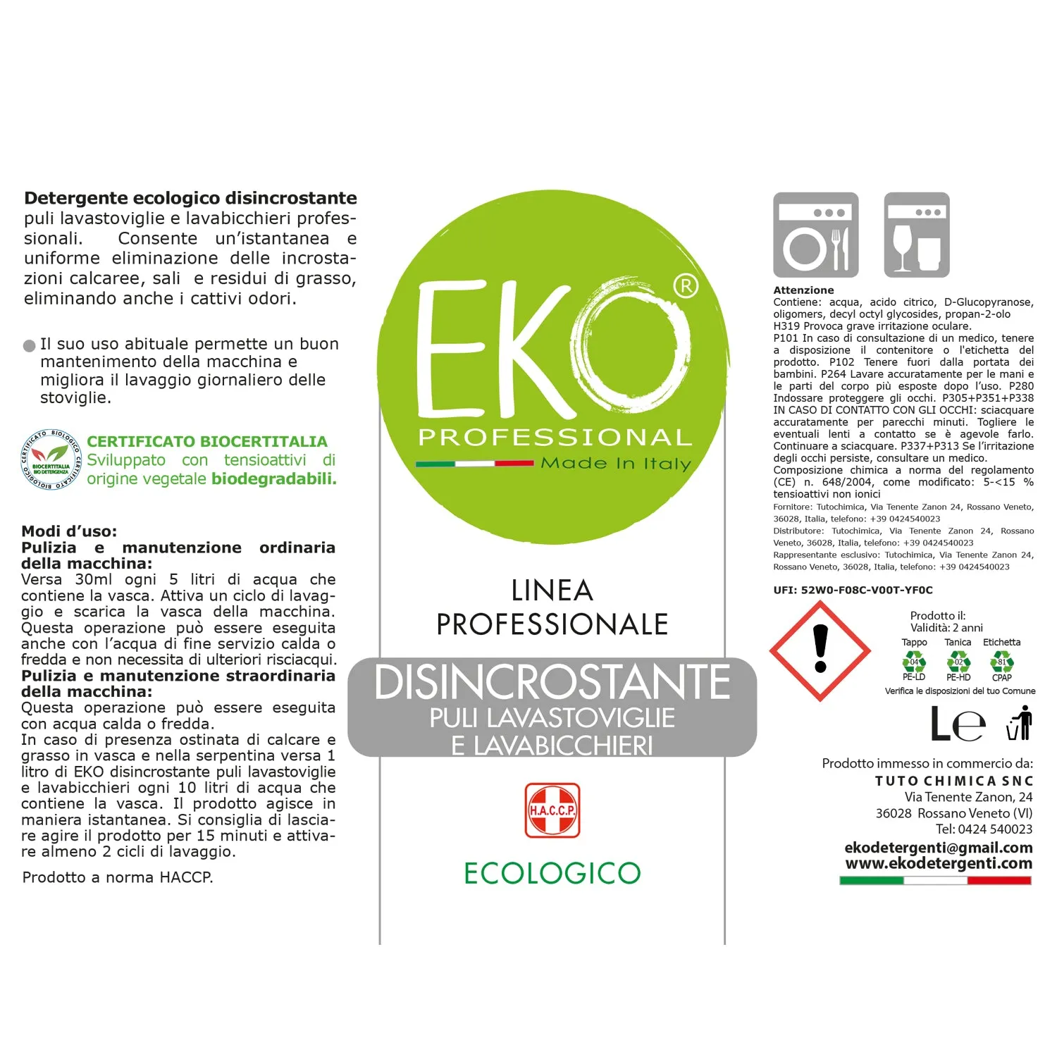 Tuto Chimica Eko Professional disincrostante lavastoviglie 1L ecologico