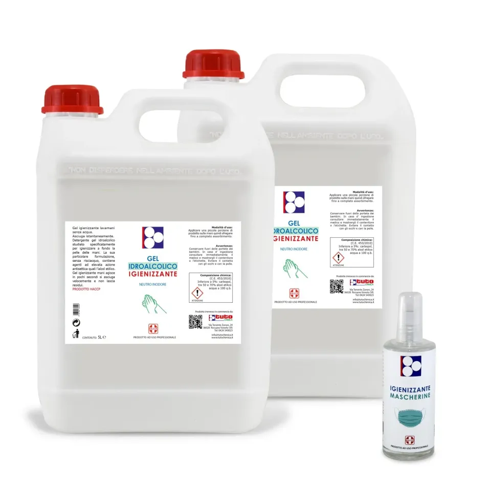 Tuto Chimica gel igienizzante mani 2 taniche da 5 l alcol 70%