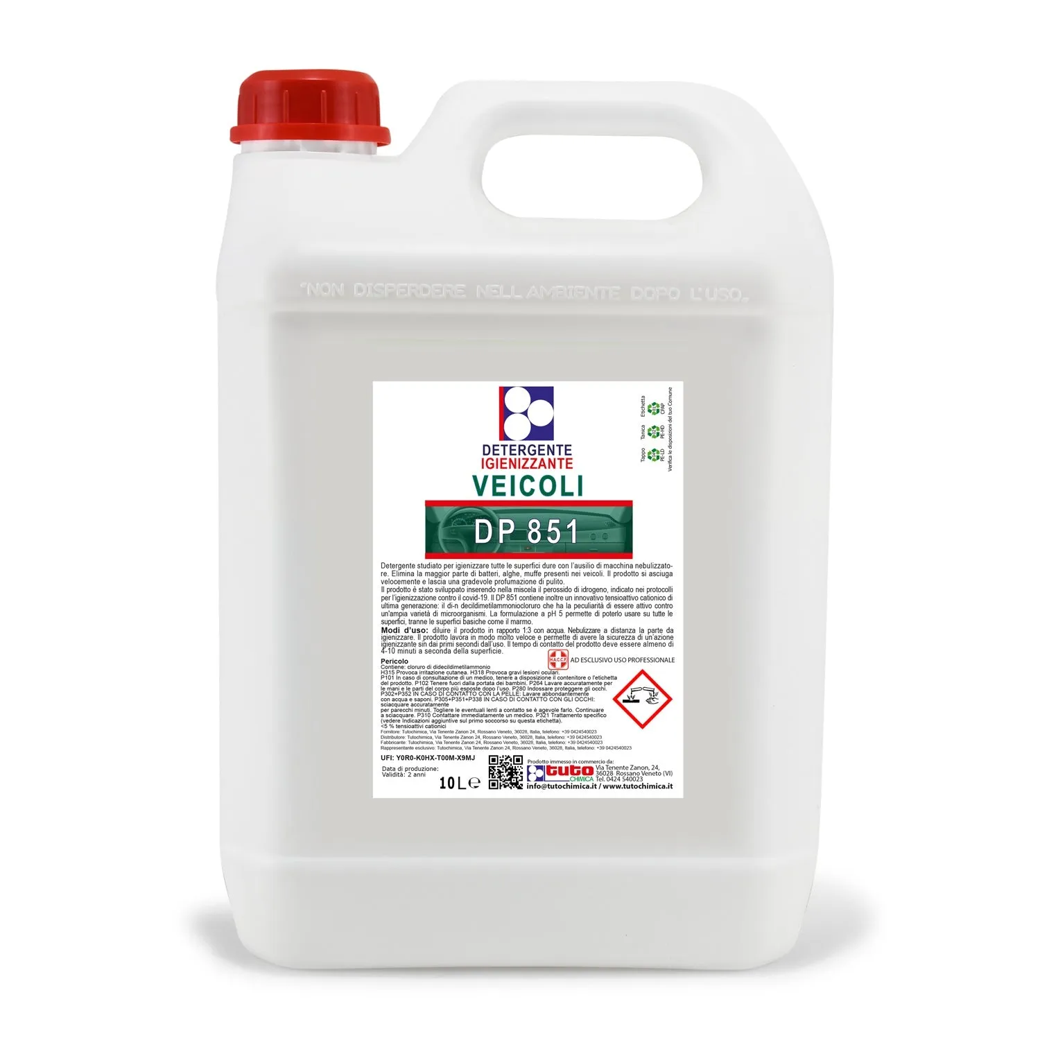 Tuto Chimica DP 851 igienizzante interni veicoli 1L perossido