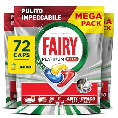 Fairy Platinum Plus pastiglie lavastoviglie 72 pz limone tutto in uno