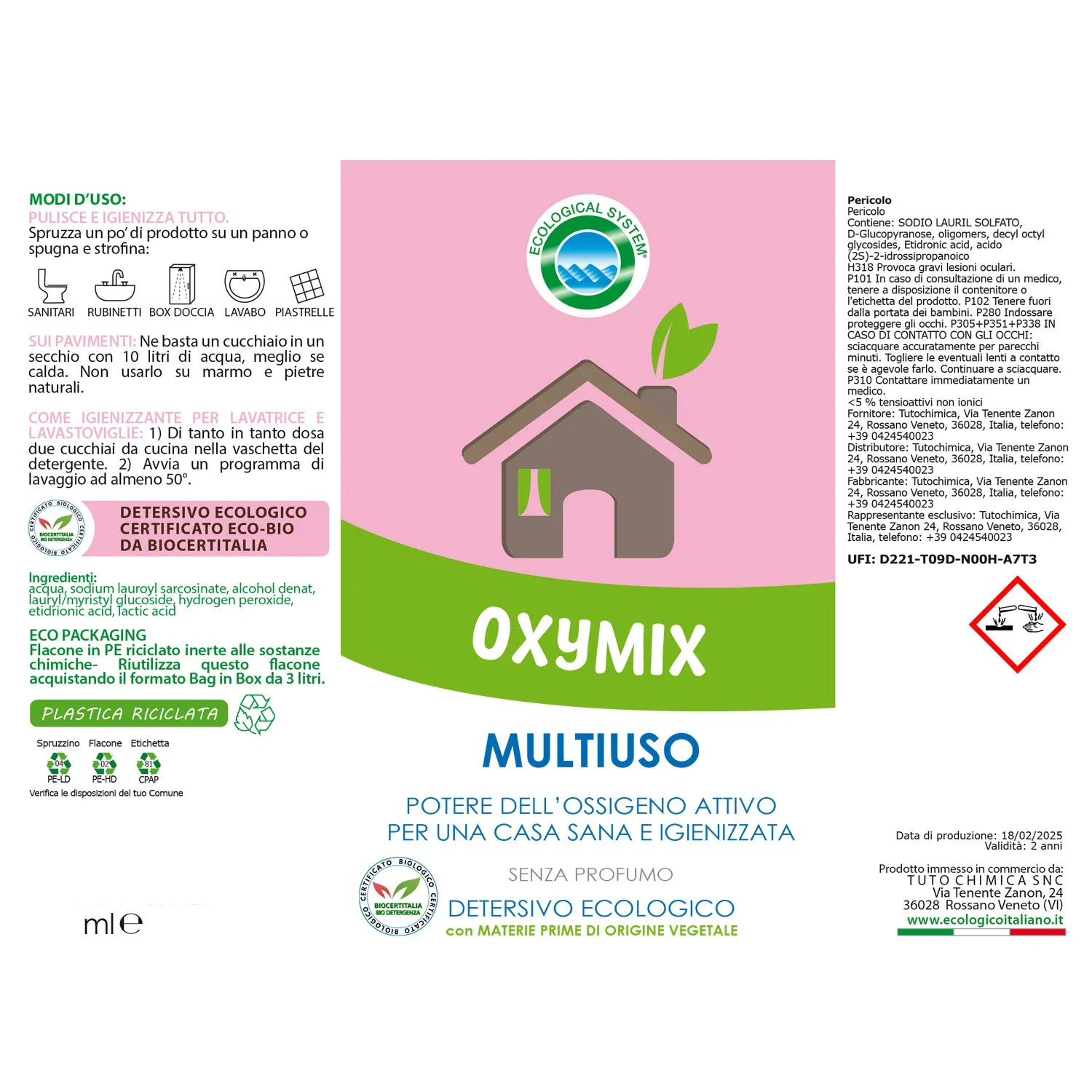 Tuto Chimica Oxymix detergente multiuso 500 ml ossigeno attivo