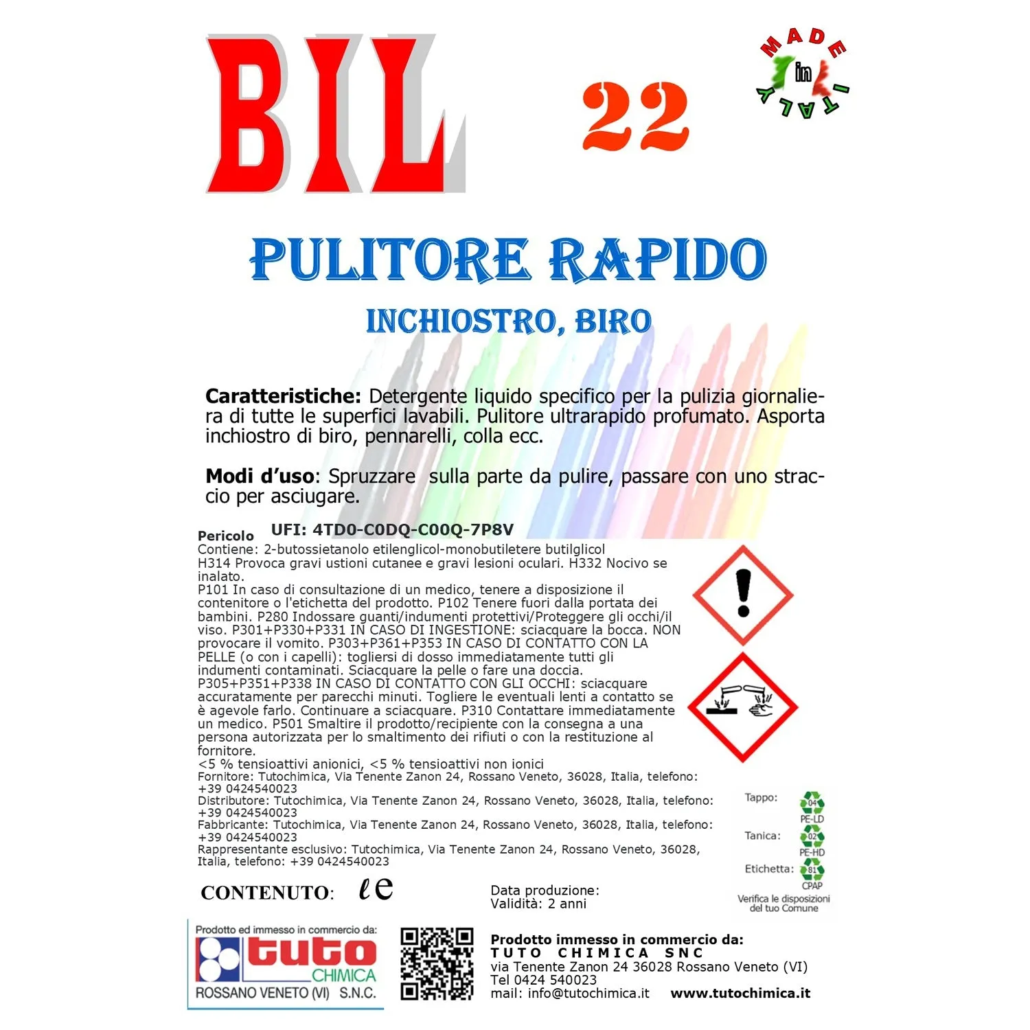 Tuto Chimica Bil 22 pulitore inchiostro 500 ml rapido