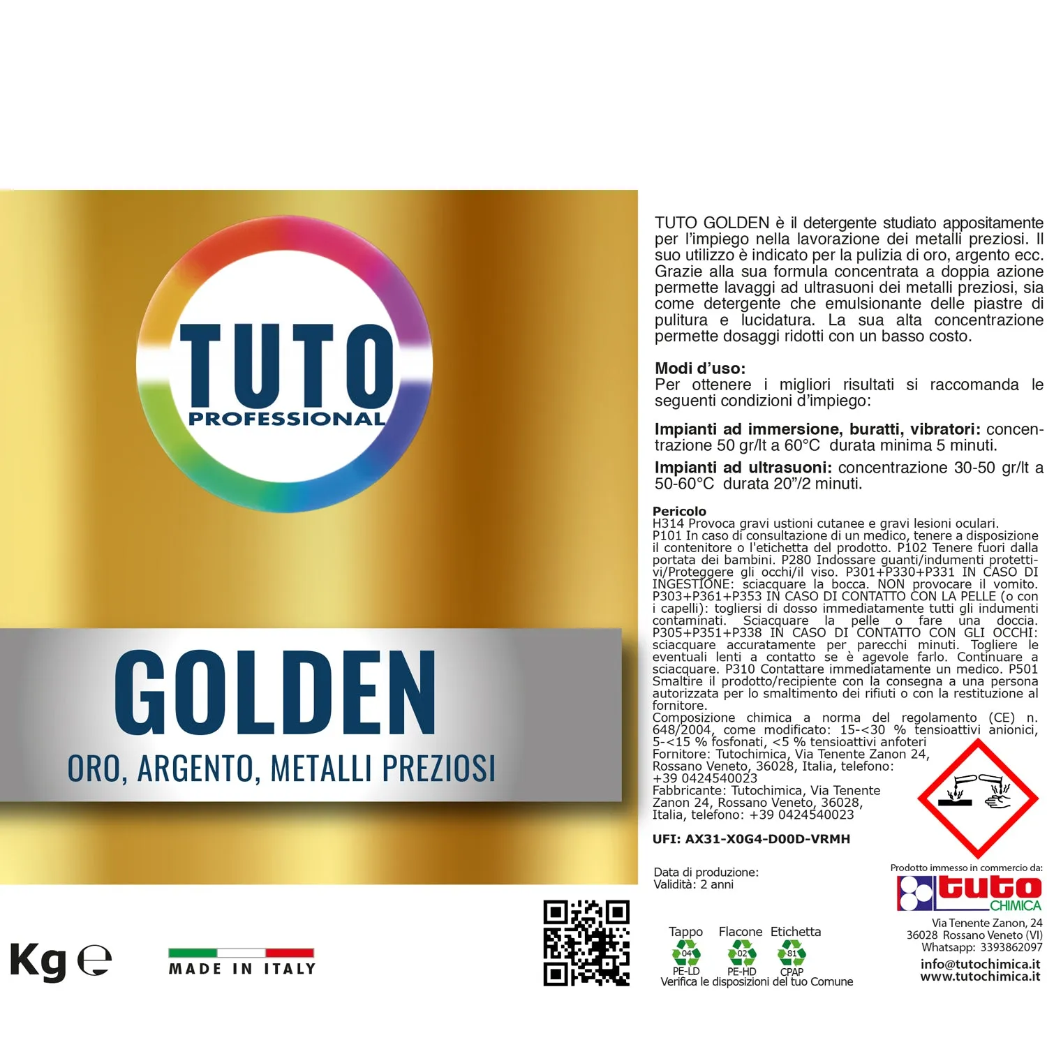 Tuto Chimica Golden detergente oro e argento 1 Kg