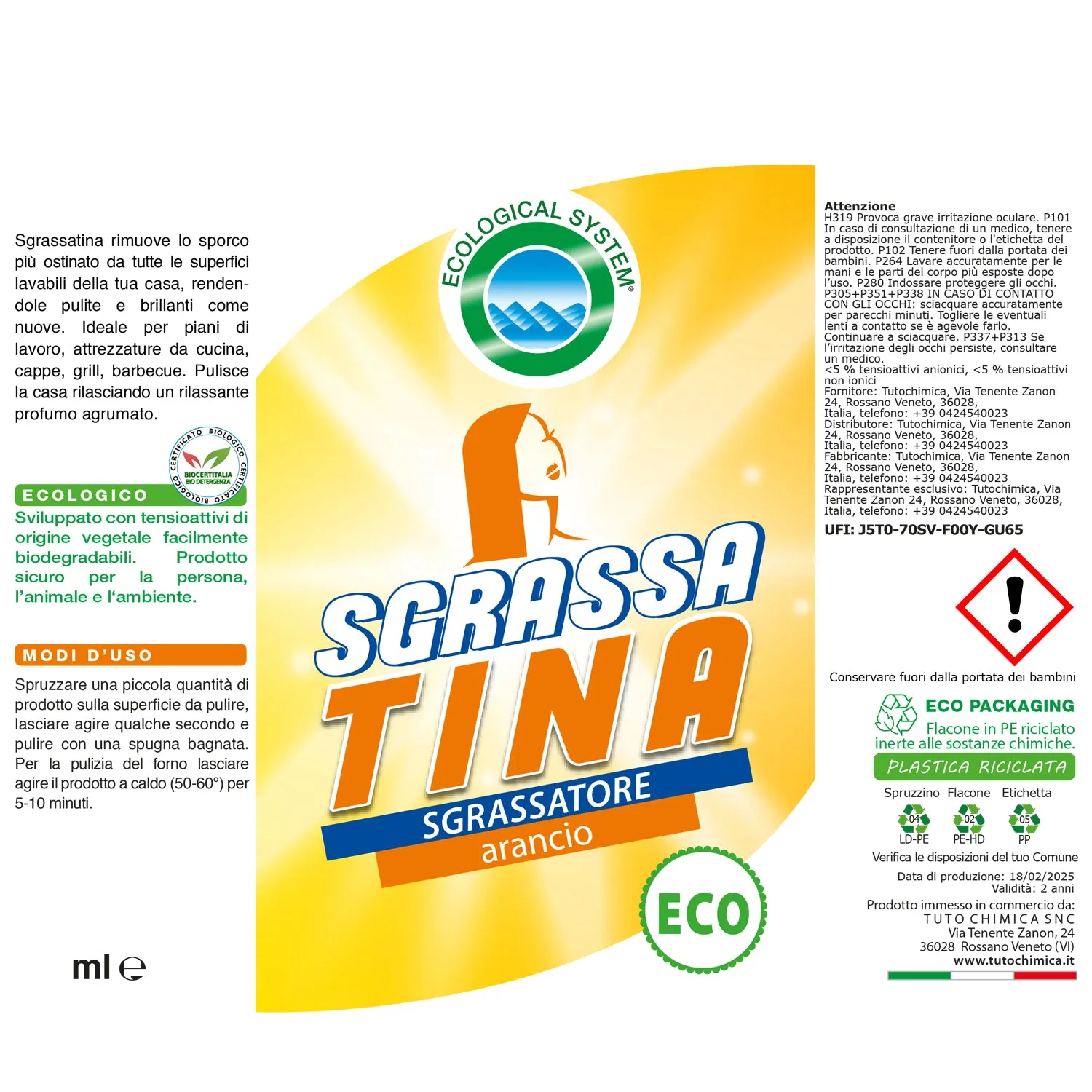 Tuto Chimica SgrassaTina sgrassatore 500 ml agrumi