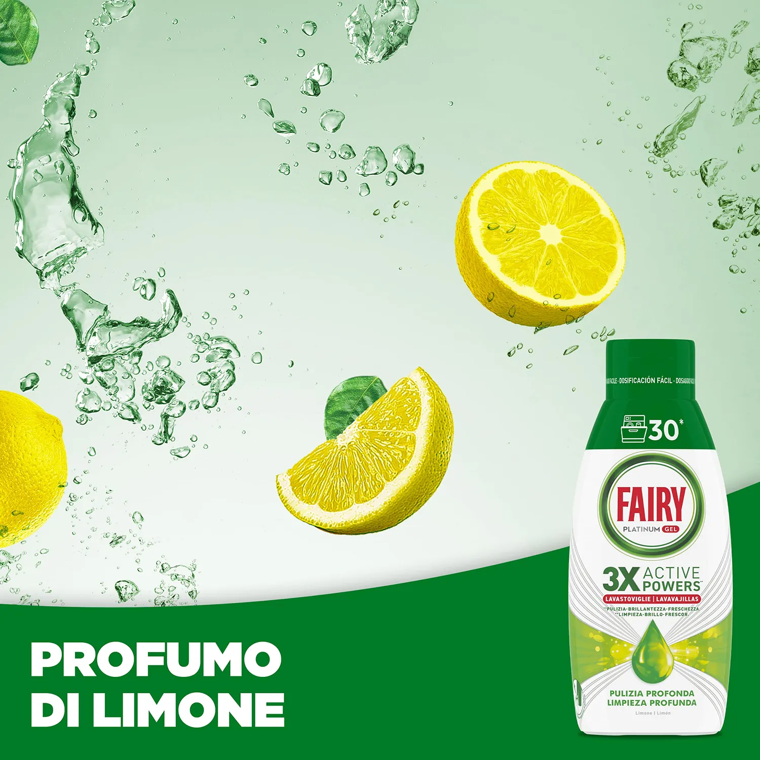 Fairy Platinum Gel lavastoviglie 60 lavaggi limone