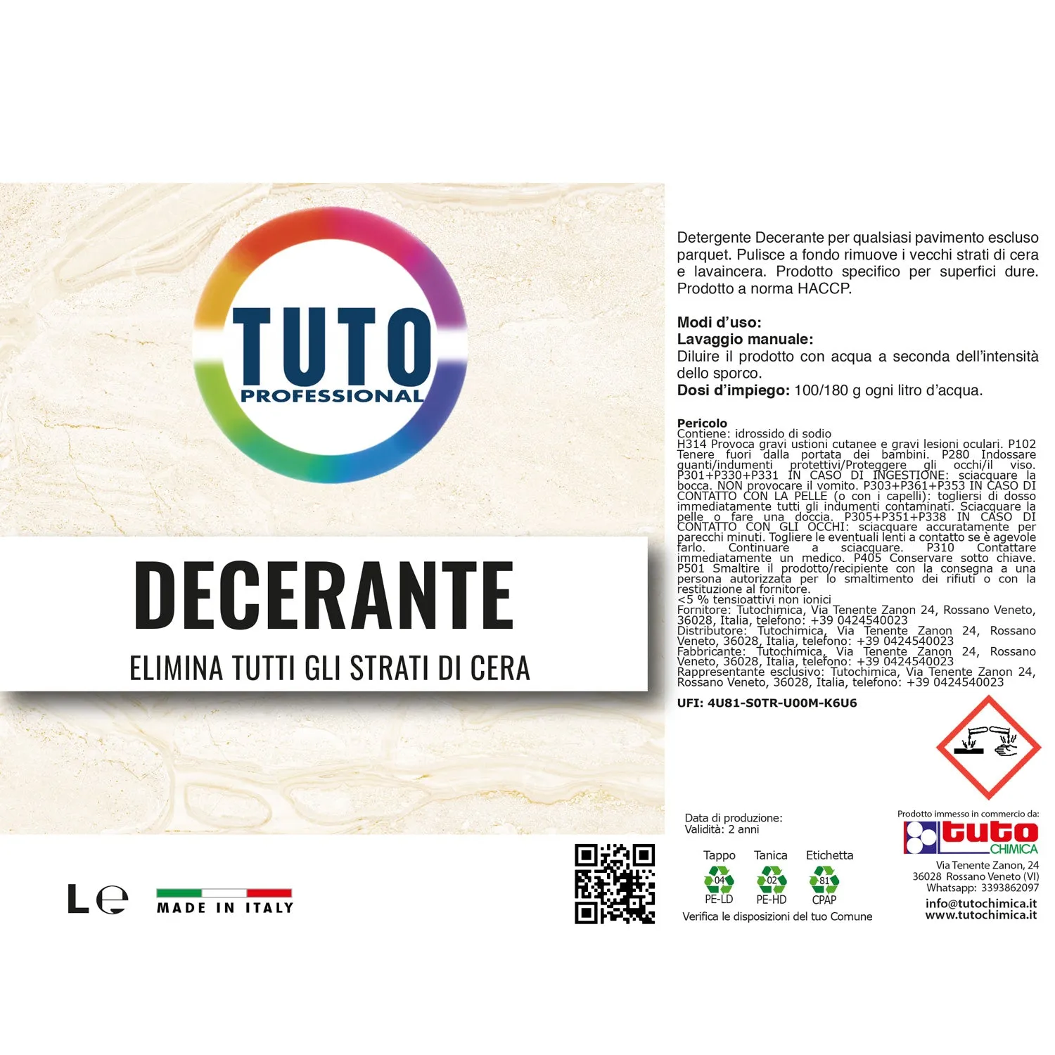 Tuto Chimica Decerante detergente pavimenti 1 L toglie cera