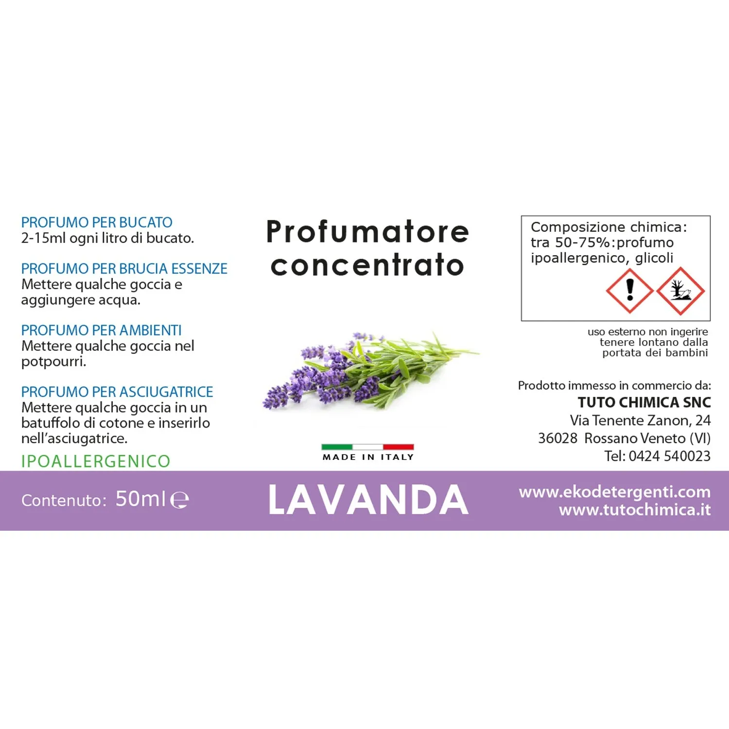 Tuto Chimica Idea Regalo profumo bucato 30ml lavanda ipoallergenico