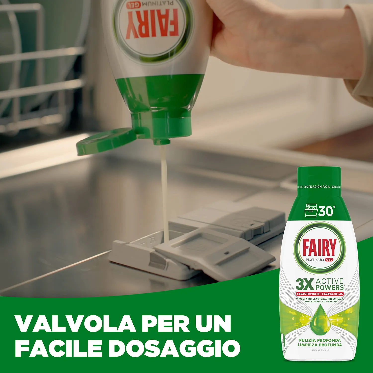 Fairy Platinum Gel lavastoviglie 60 lavaggi limone