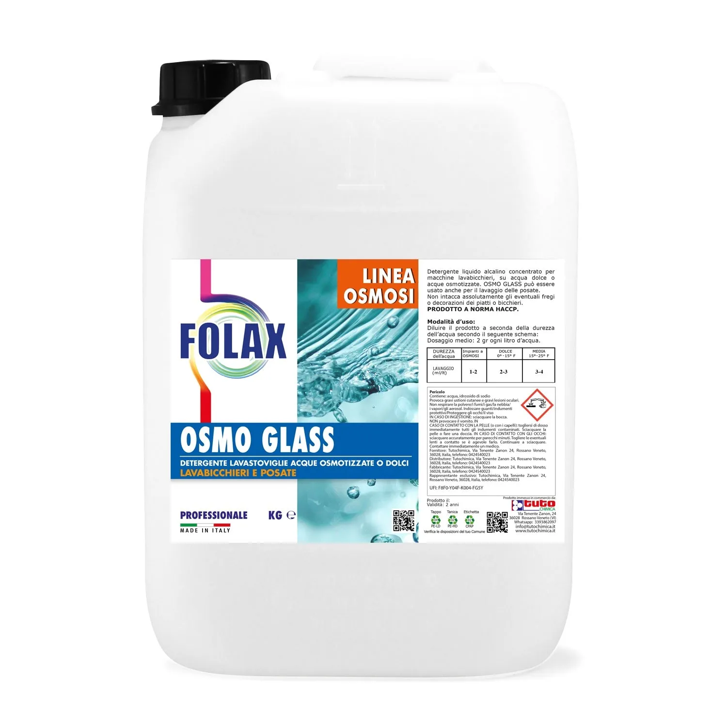 Tuto Chimica Folax Osmo Glass detergente lavabicchieri 6 kg osmosi