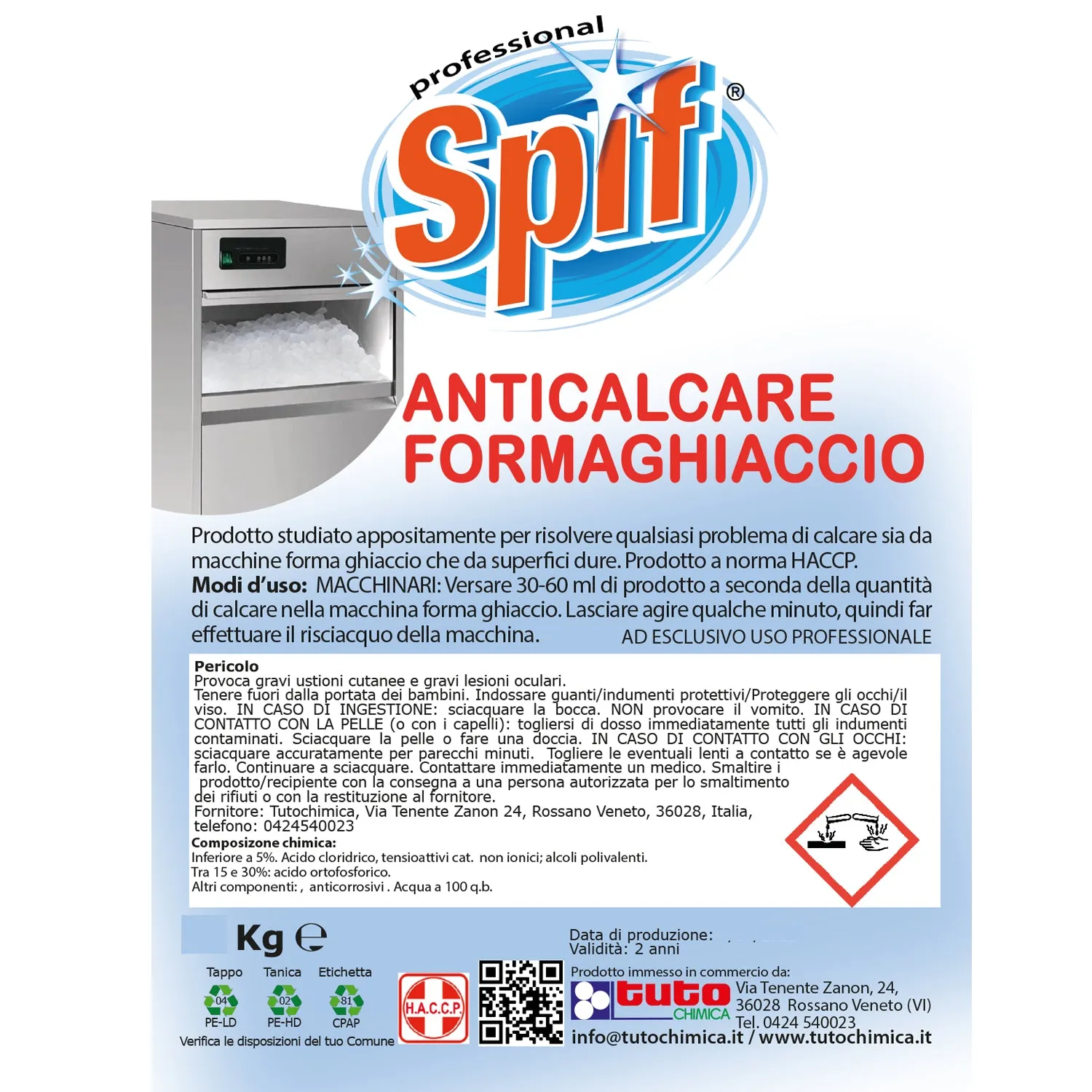 Tuto Chimica Spif Anticalcareo macchine ghiaccio 1 kg