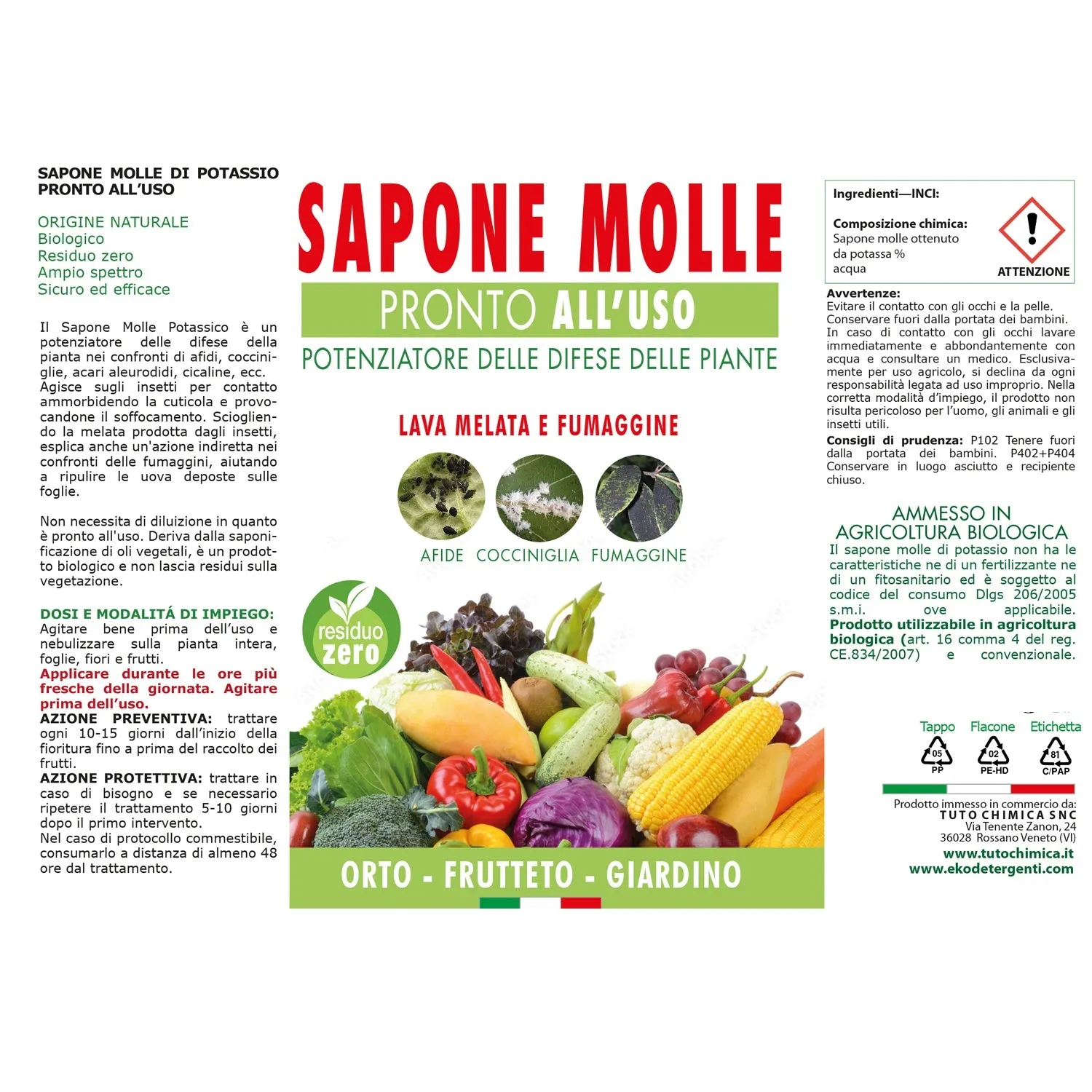 Tuto Chimica Eko sapone molle potassio neem 500 ml pronto uso