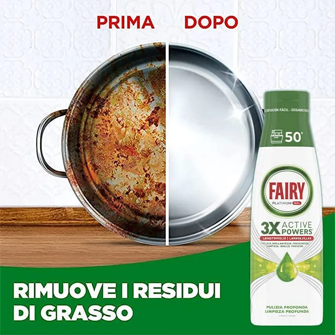 Fairy Platinum gel lavastoviglie 50 lavaggi limone
