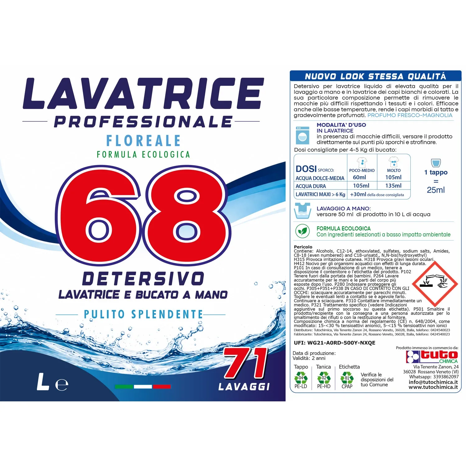 Tuto Chimica 68 Detersivo Lavatrice Liquido 1 L floreale