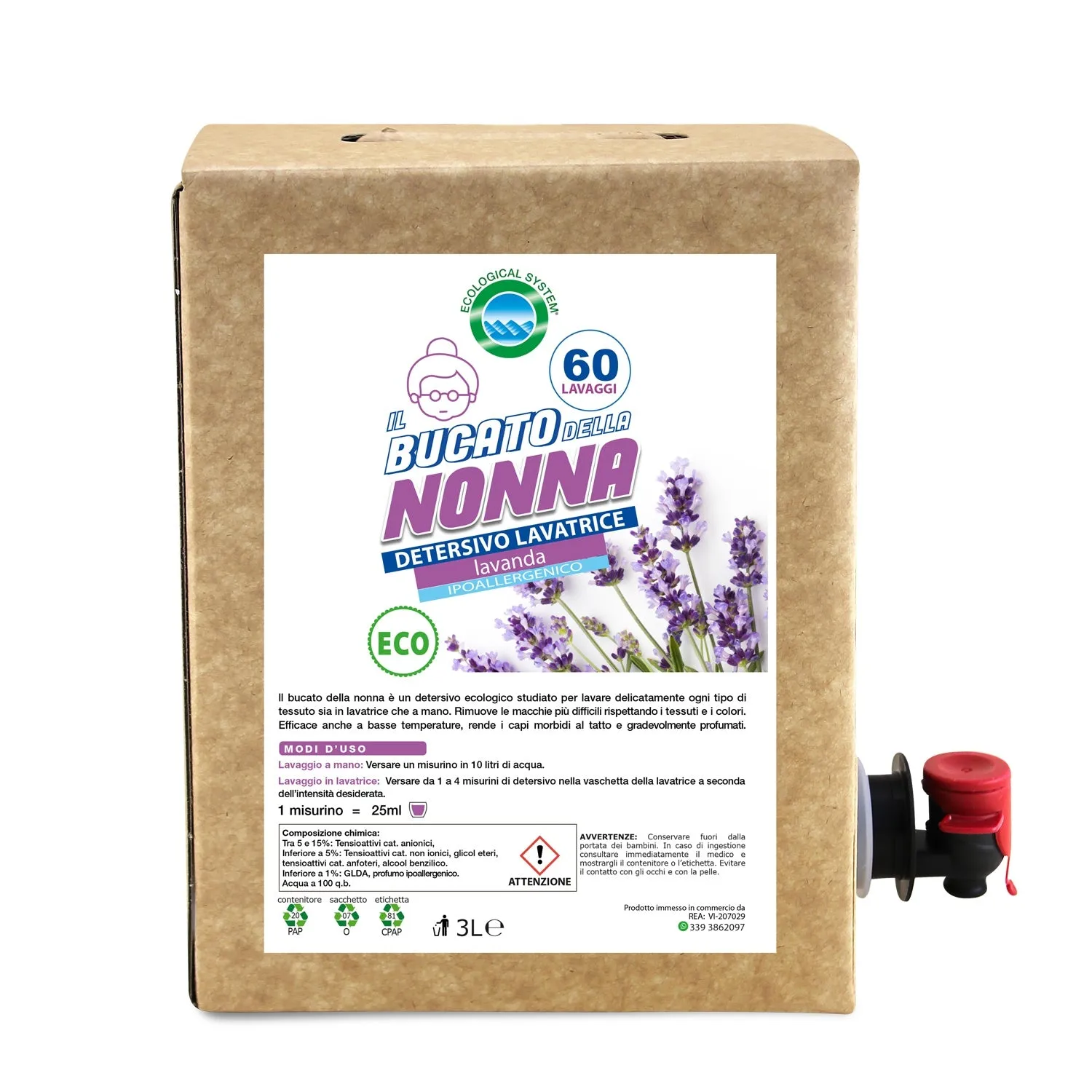 Bucato della Nonna Eko detersivo lavatrice 1,1L lavanda ipoallergenico