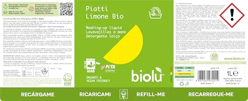 Biolù Piatti Detersivo Limone 1L Naturale Sgrassante