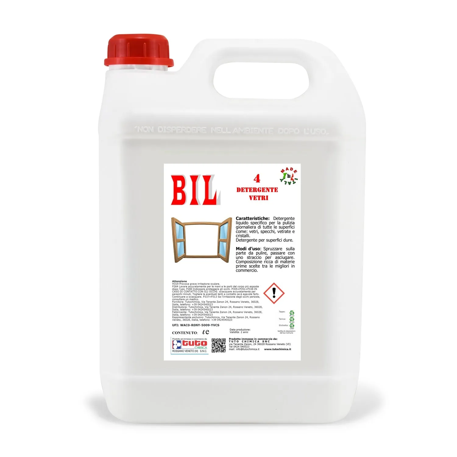 Tuto Chimica Bil 4 detergente vetri 500 ml senza aloni