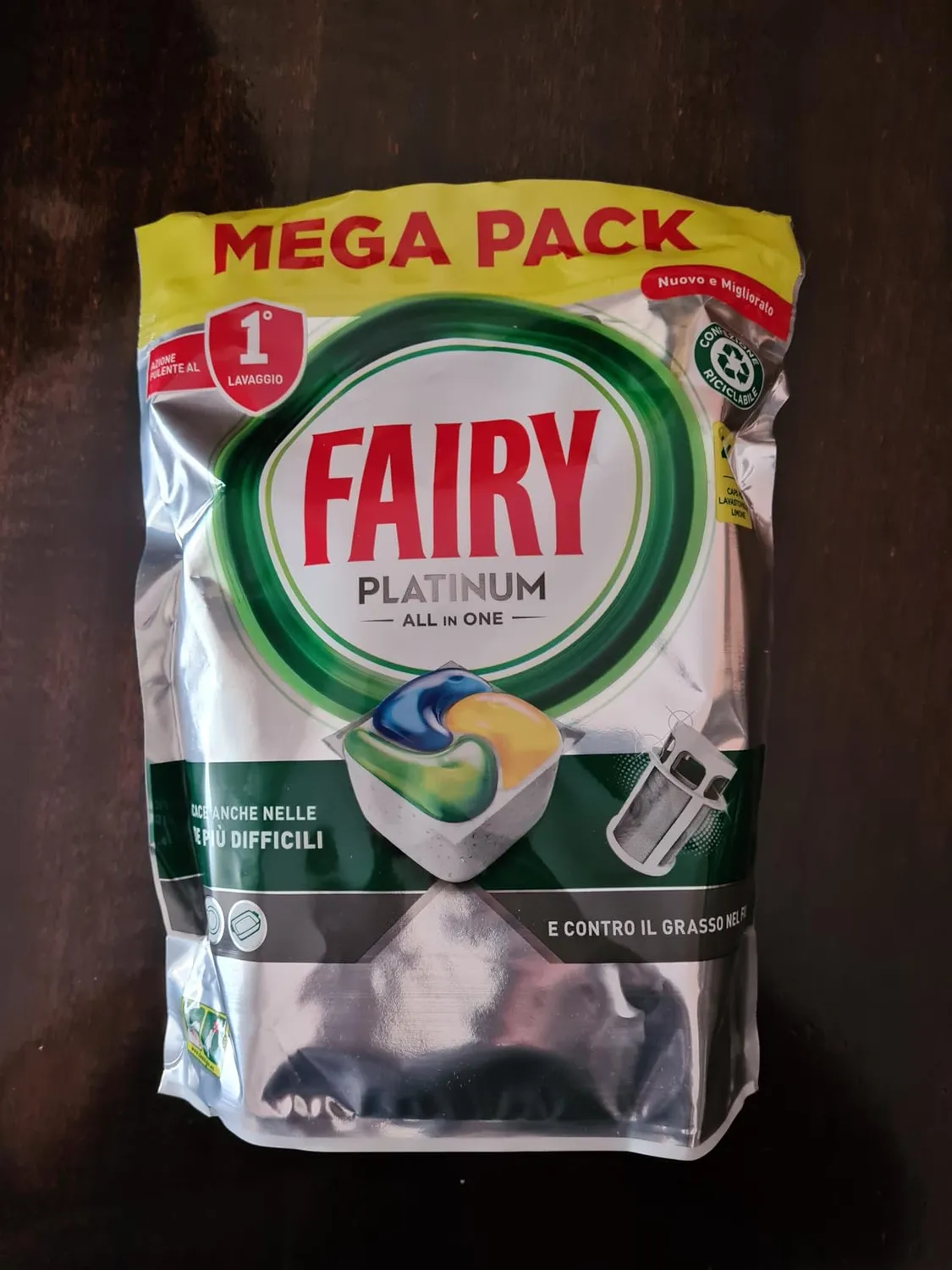 Fairy Platinum 125 pastiglie lavastoviglie limone prelavaggio integrato