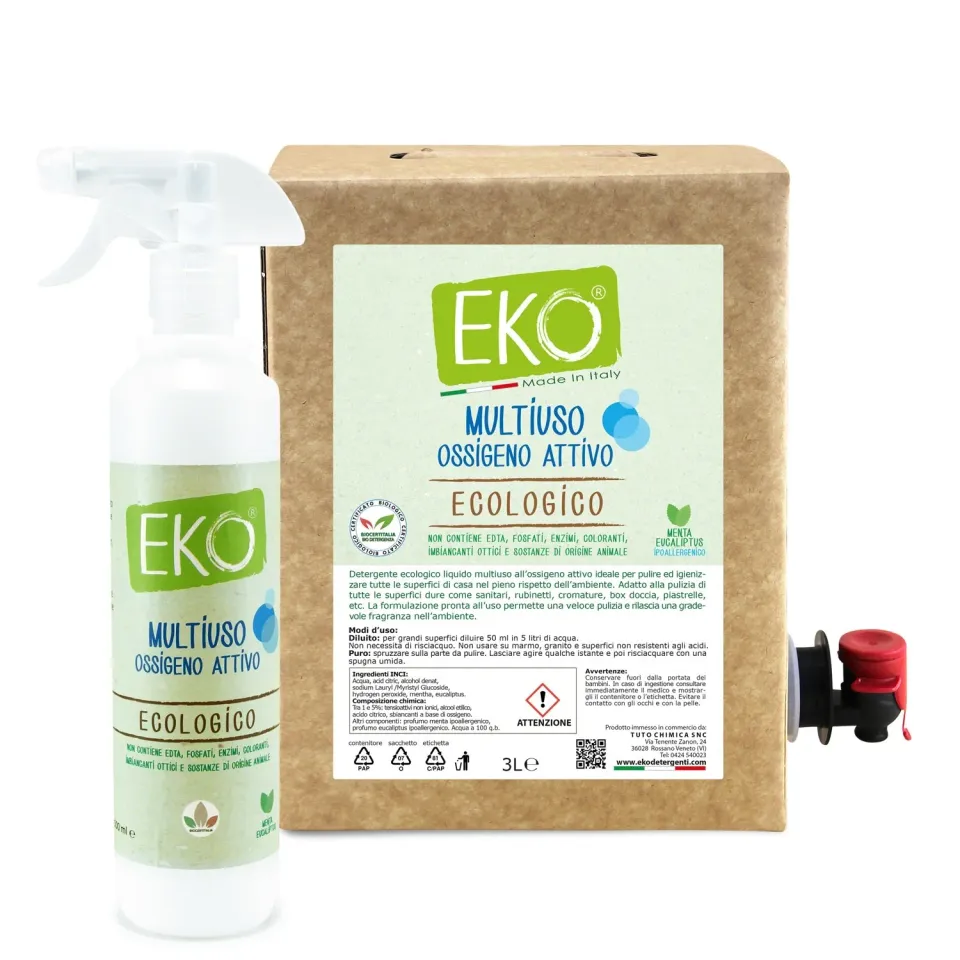 Tuto Chimica Eko Bag in Box Kit detergente multiuso 3L+500ml ossigeno