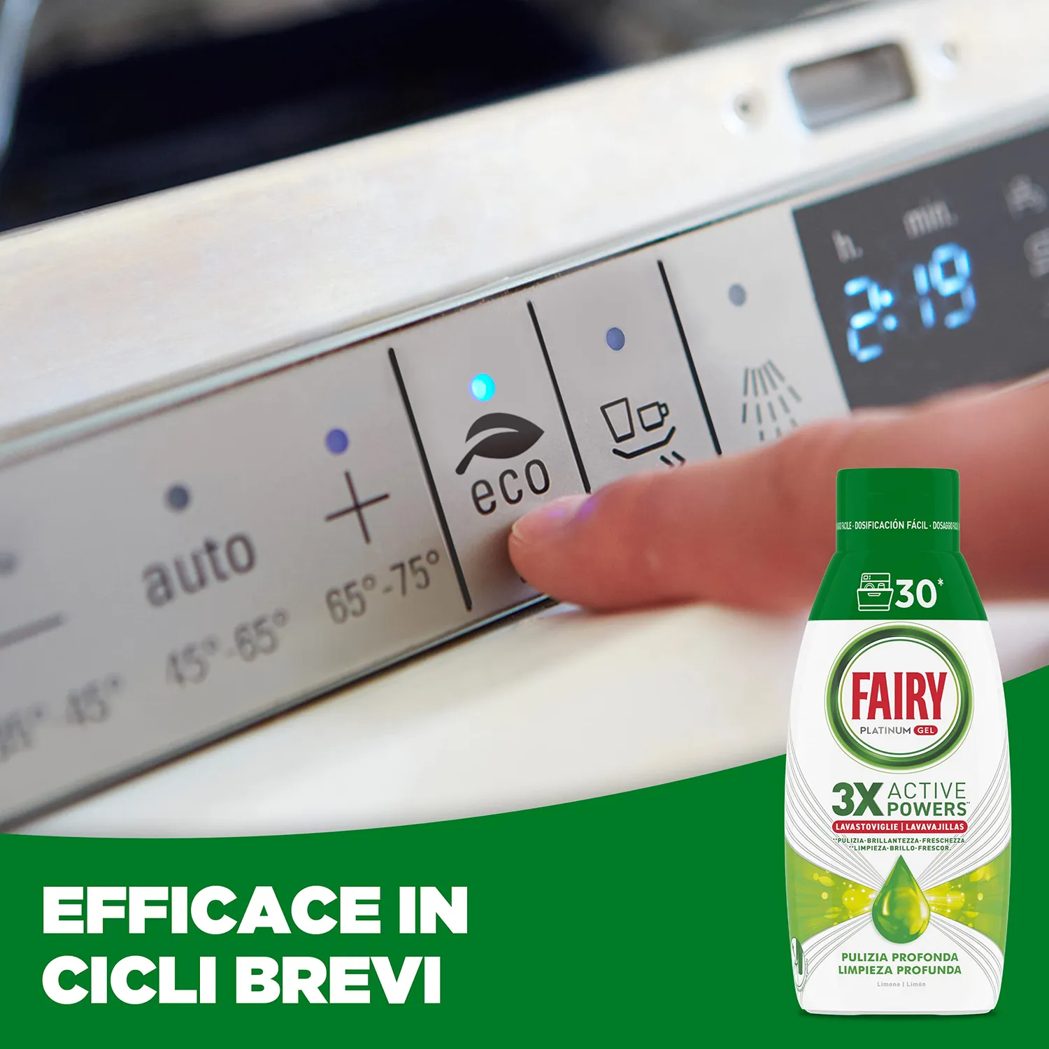 Fairy Platinum Gel lavastoviglie 60 lavaggi limone