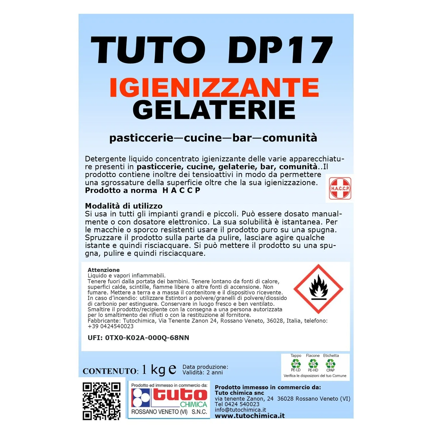 Tuto Chimica DP 17 detergente igienizzante gelaterie 1 L