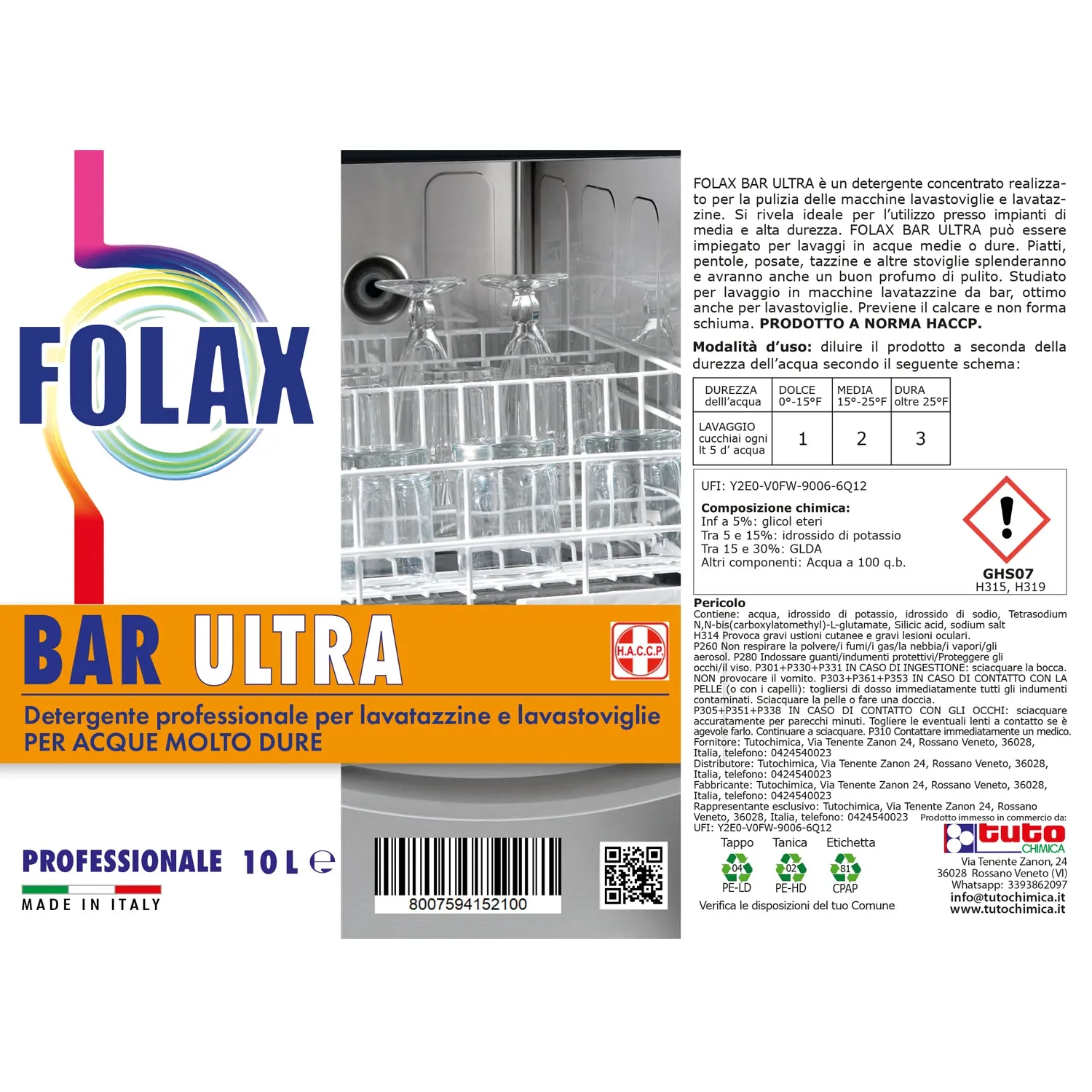 Tuto Chimica Folax Bar Ultra detergente lavastoviglie 5L